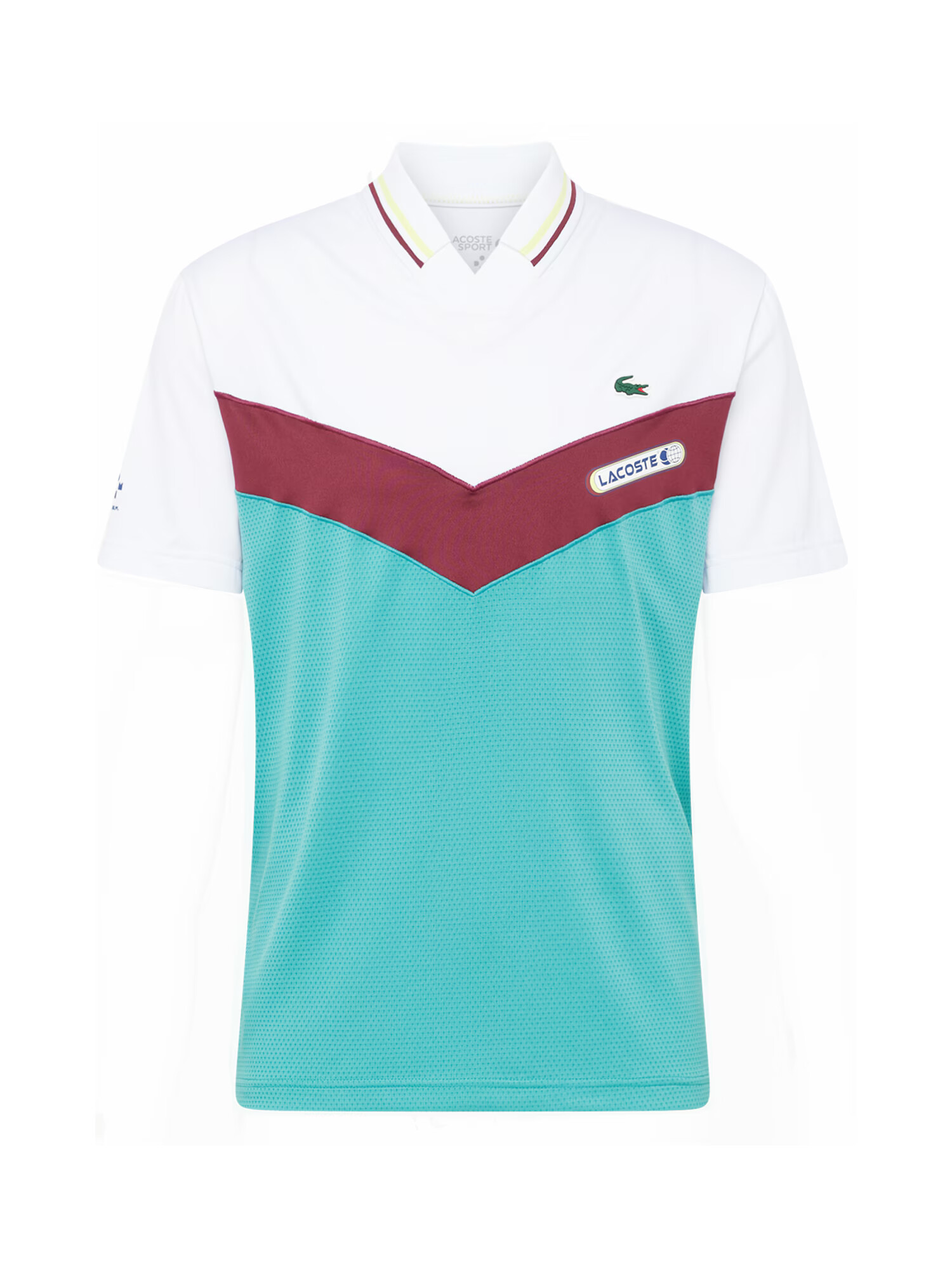 Lacoste Sport Λειτουργικό μπλουζάκι τιρκουάζ / πράσινο / κρεμεζί / offwhite - Pepit.gr