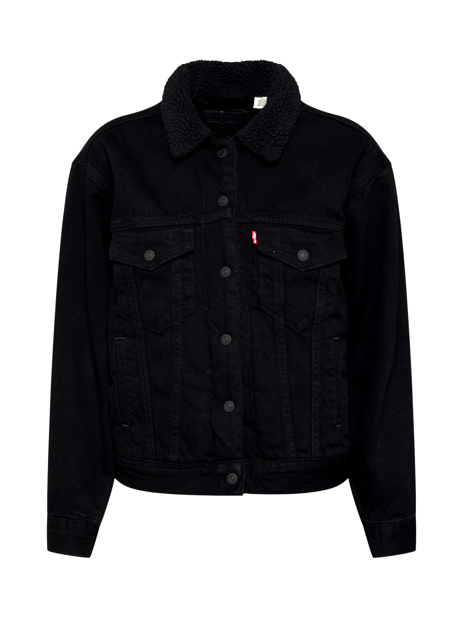 LEVI'S Φθινοπωρινό και ανοιξιάτικο μπουφάν 'EX-BF SHERPA TRUCKER BLACKS' μαύρο - Pepit.gr