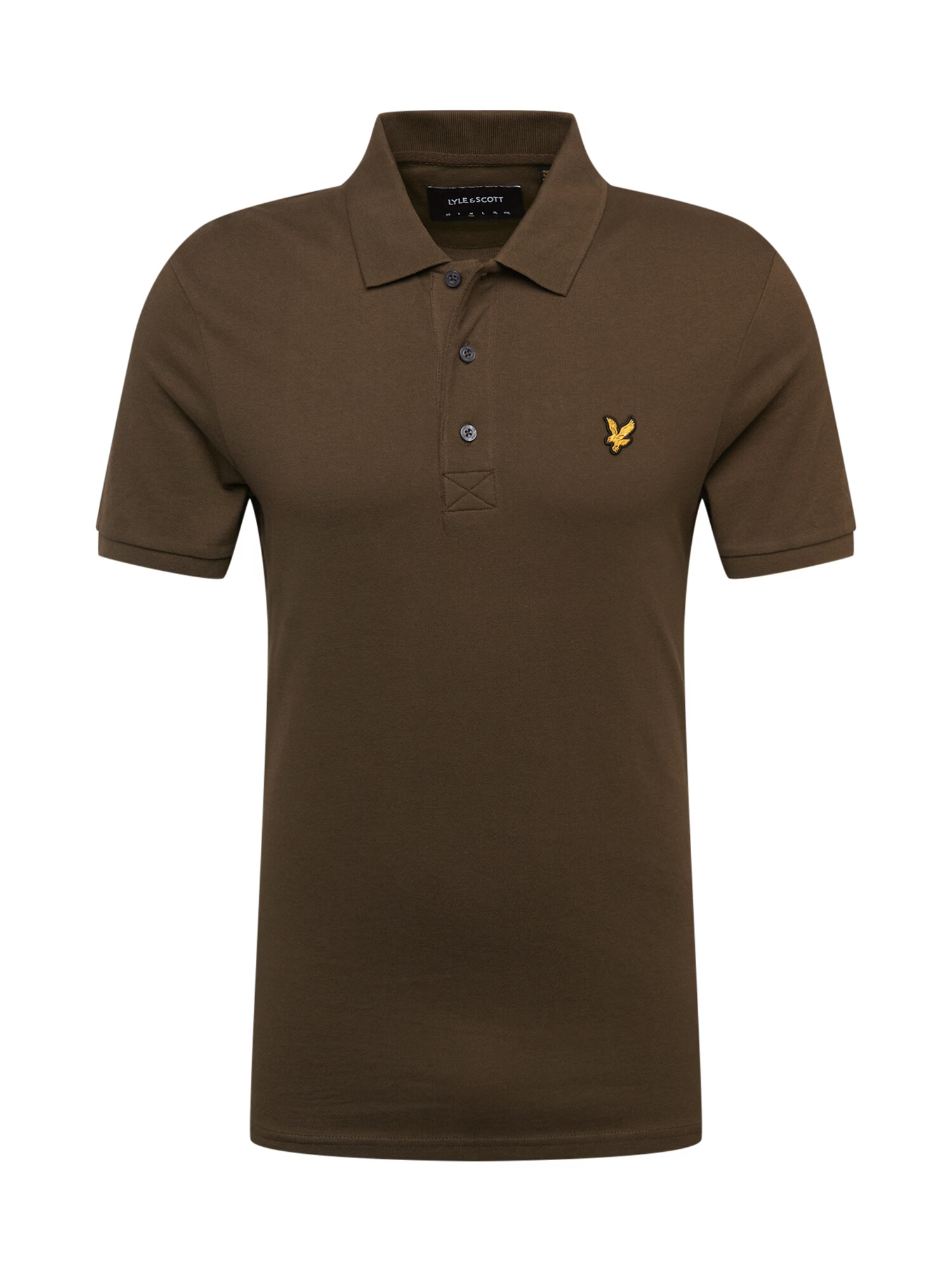 Lyle & Scott Μπλουζάκι σκούρο καφέ / κίτρινο - Pepit.gr