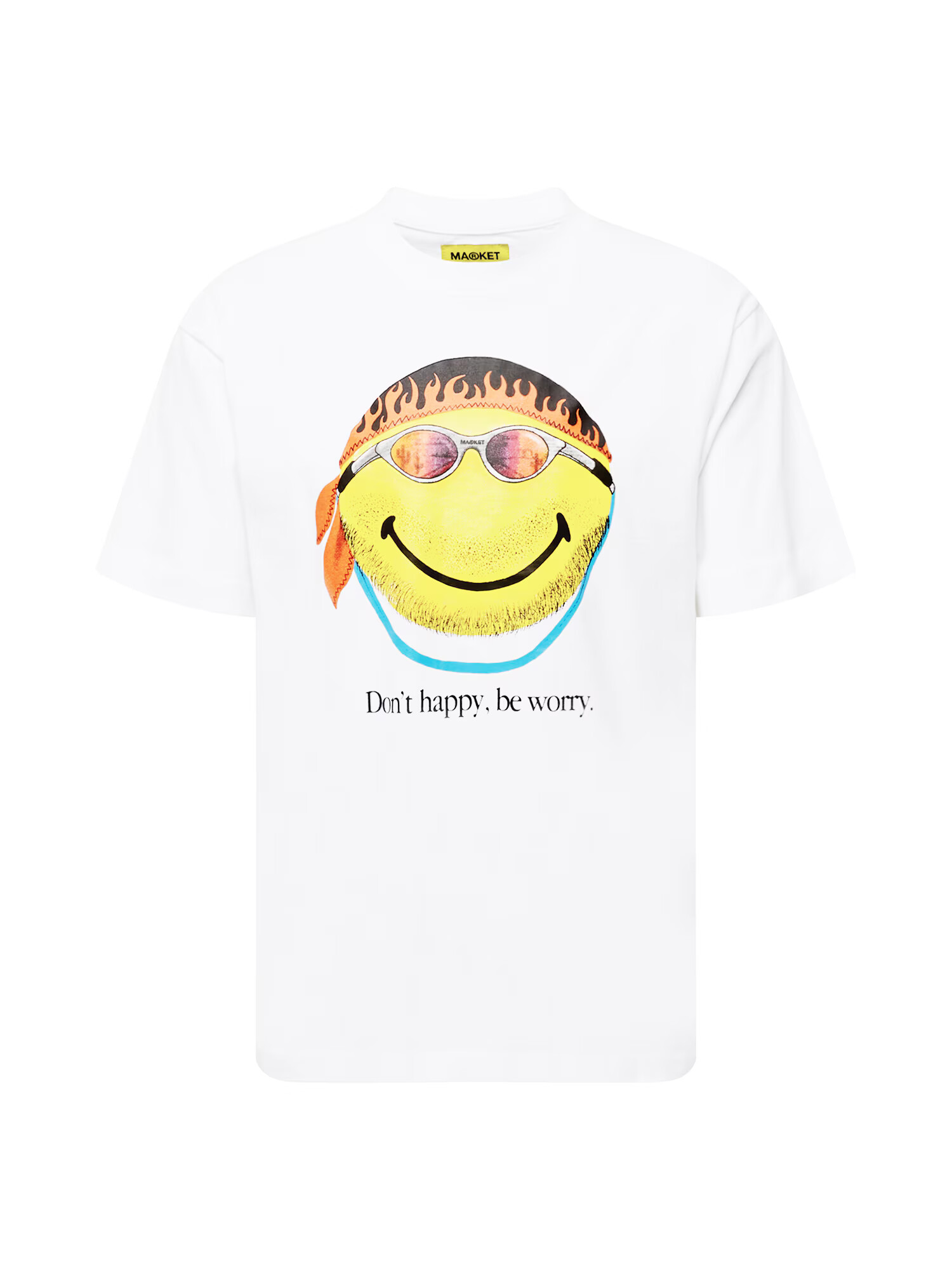 MARKET Μπλουζάκι 'SMILEY DON'T HAPPY BE WORRY T-SHIRT' λευκό - Pepit.gr