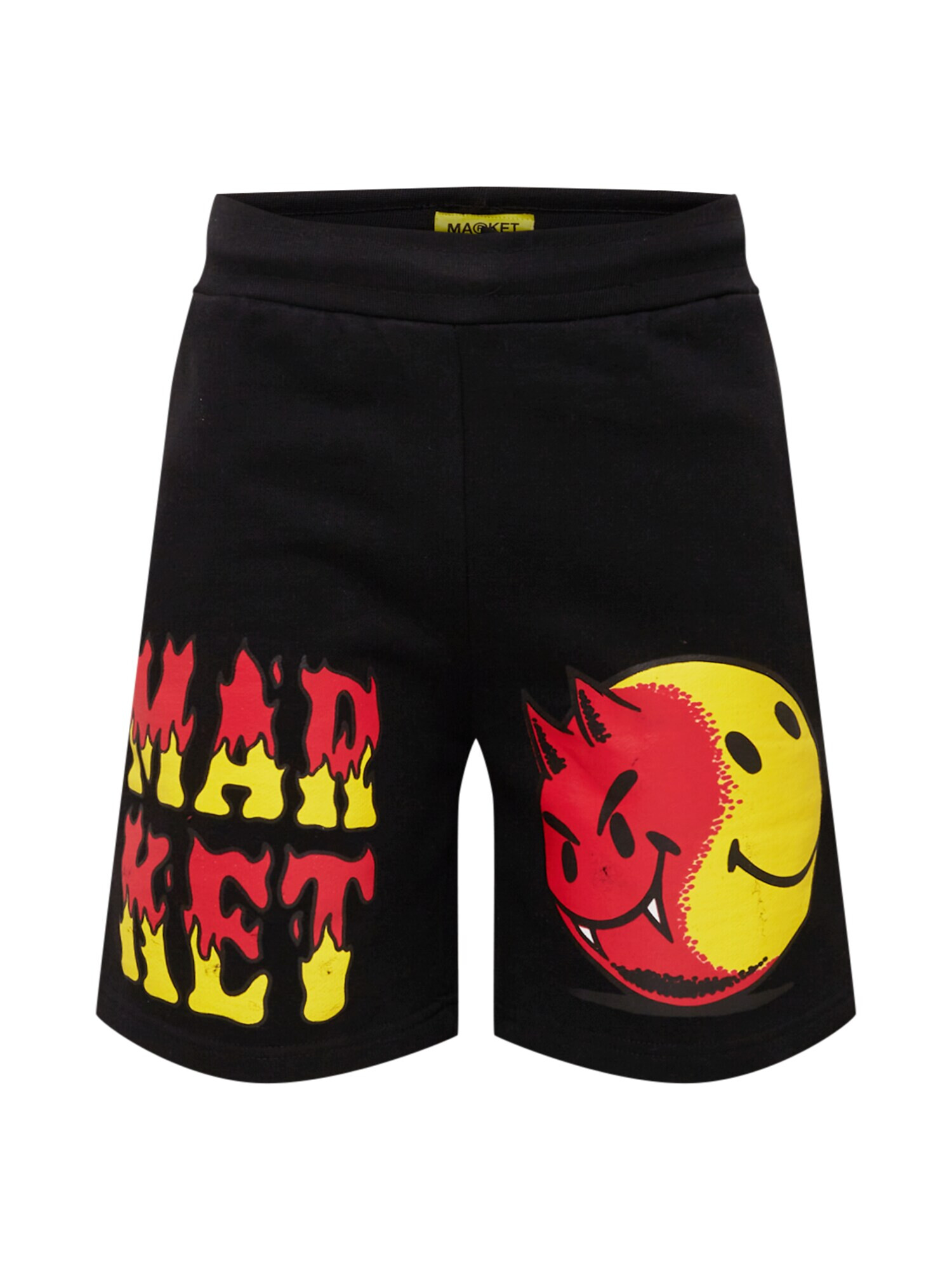 MARKET Παντελόνι 'SMILEY GOOD AND EVIL SWEATSHORTS' κίτρινο / κόκκινο / μαύρο - Pepit.gr