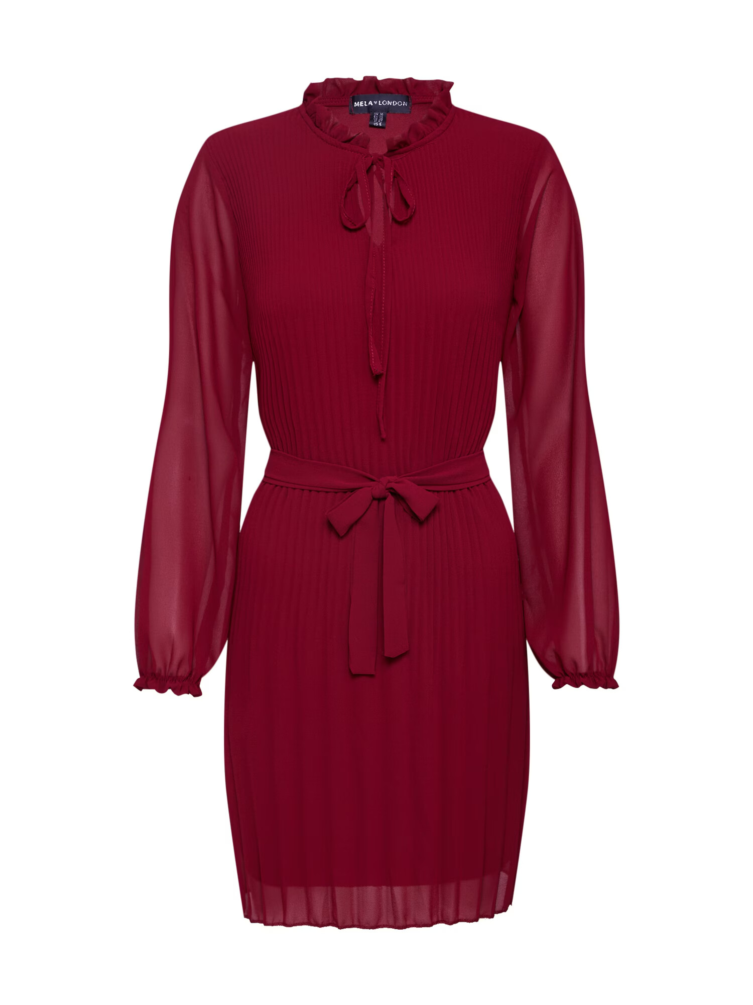 Mela London Φόρεμα 'LONG SLEEVE PLEATED BELTED DRESS' κόκκινο - Pepit.gr