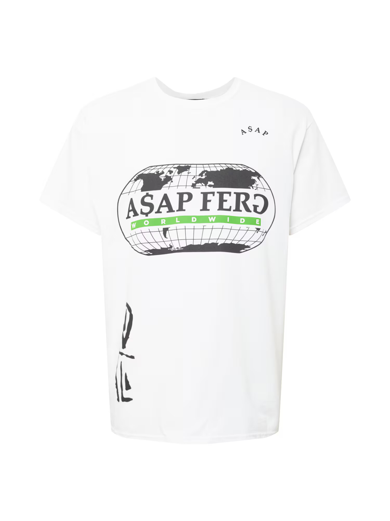 Mennace Μπλουζάκι 'ASAP FERG WORLDWIDE' ανοικτό πράσινο / μαύρο / offwhite - Pepit.gr