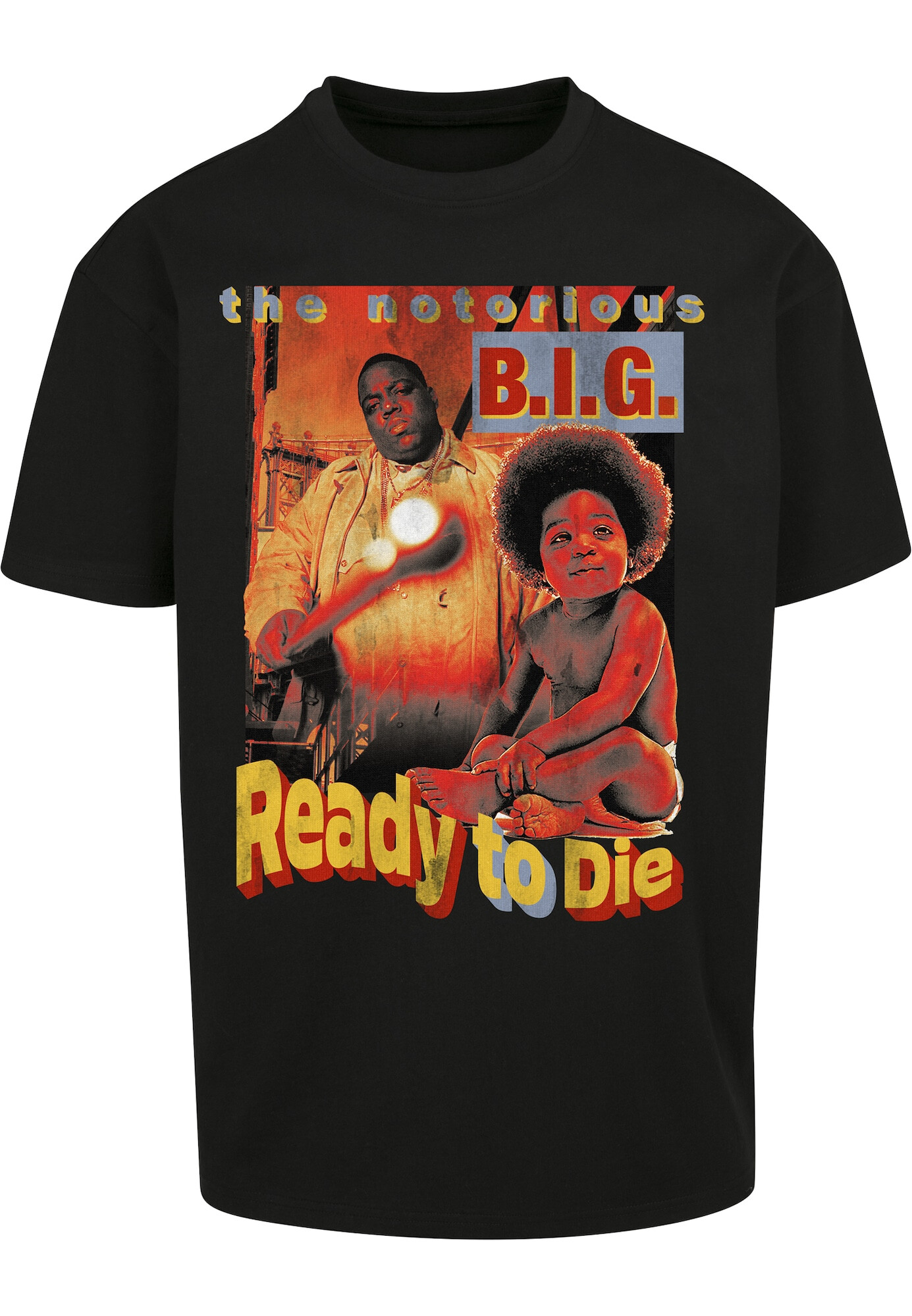 Mister Tee Μπλουζάκι 'Biggie Ready To Die' μπλε περιστεριού / καφέ / κίτρινο / κόκκινο / μαύρο - Pepit.gr