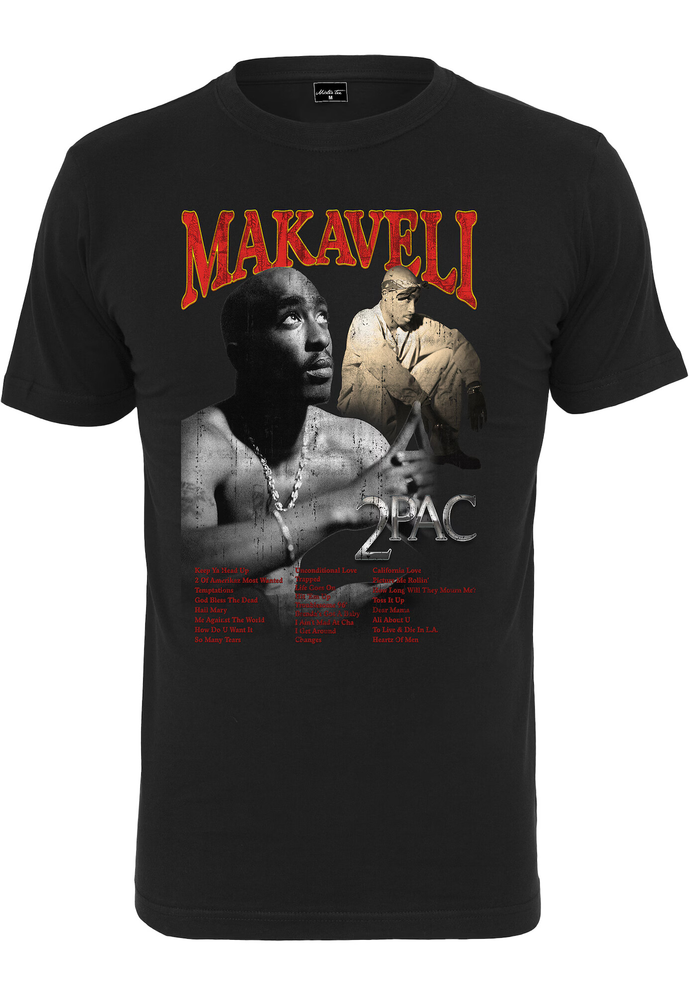 Mister Tee Μπλουζάκι 'Tupac Makaveli' γκρι / ανοικτό κόκκινο / μαύρο - Pepit.gr