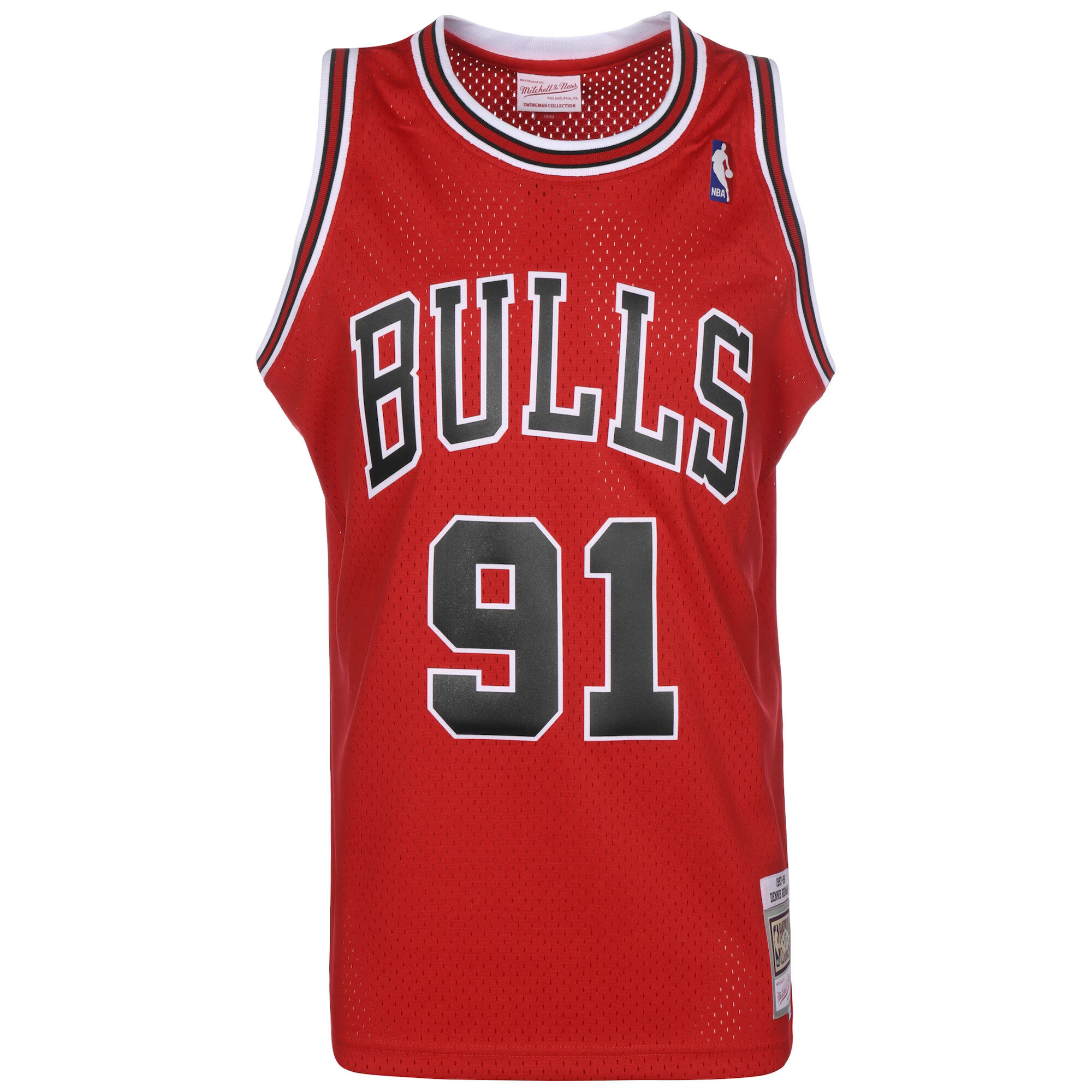 Mitchell & Ness Λειτουργικό μπλουζάκι 'DENNIS RODMAN' κόκκινο φωτιάς / μαύρο / λευκό - Pepit.gr