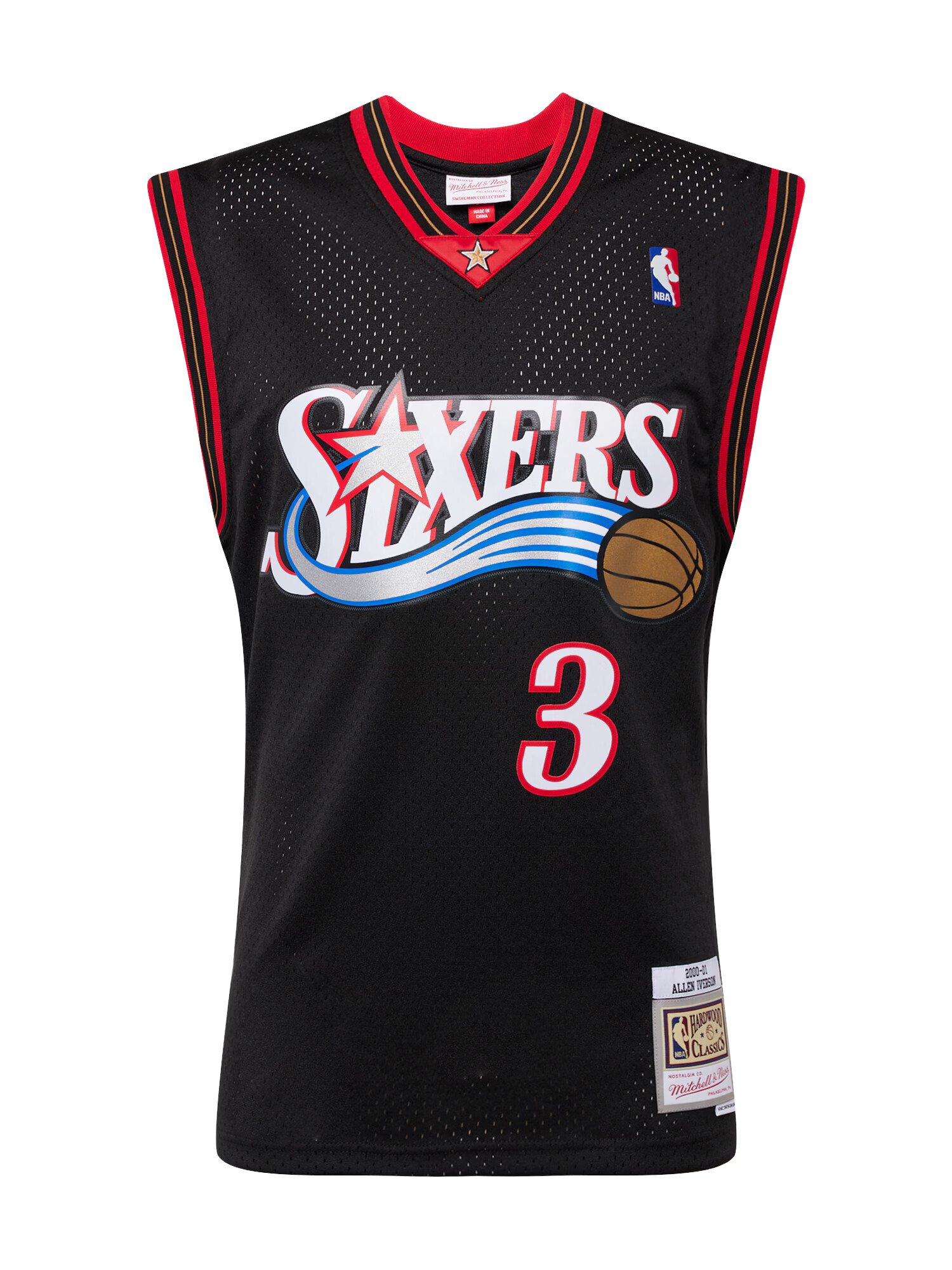 Mitchell & Ness Μπλουζάκι 'Philadelphia 76ers Allen Iverson' μπλε / κόκκινο / μαύρο / λευκό - Pepit.gr