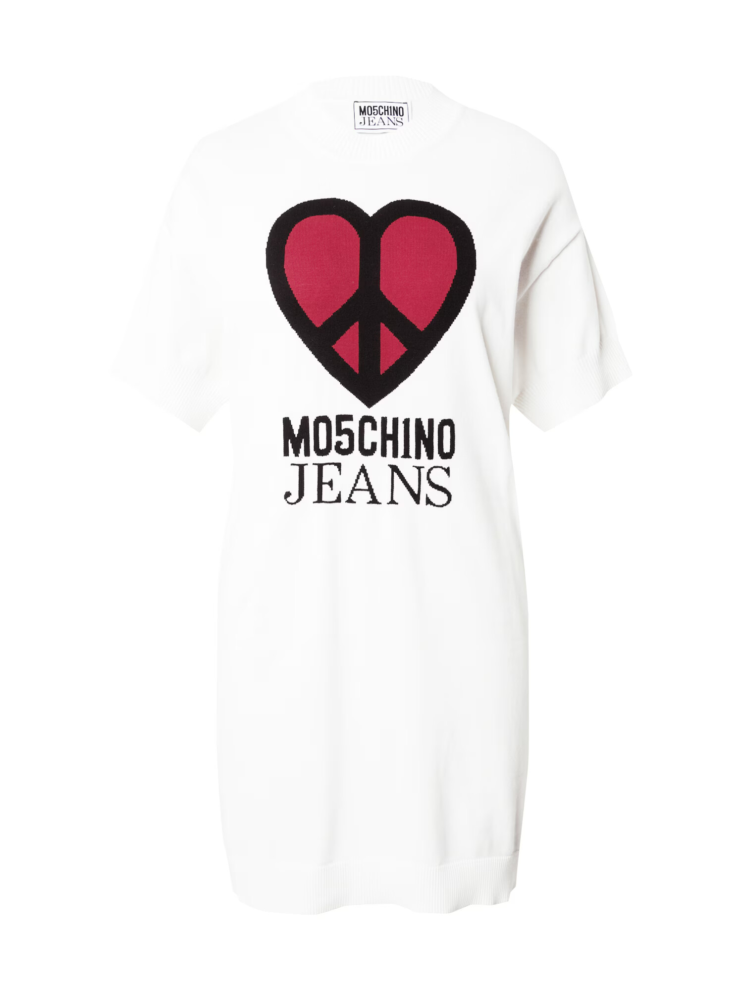 Moschino Jeans Πλεκτό φόρεμα σκούρο κόκκινο / μαύρο / λευκό - Pepit.gr