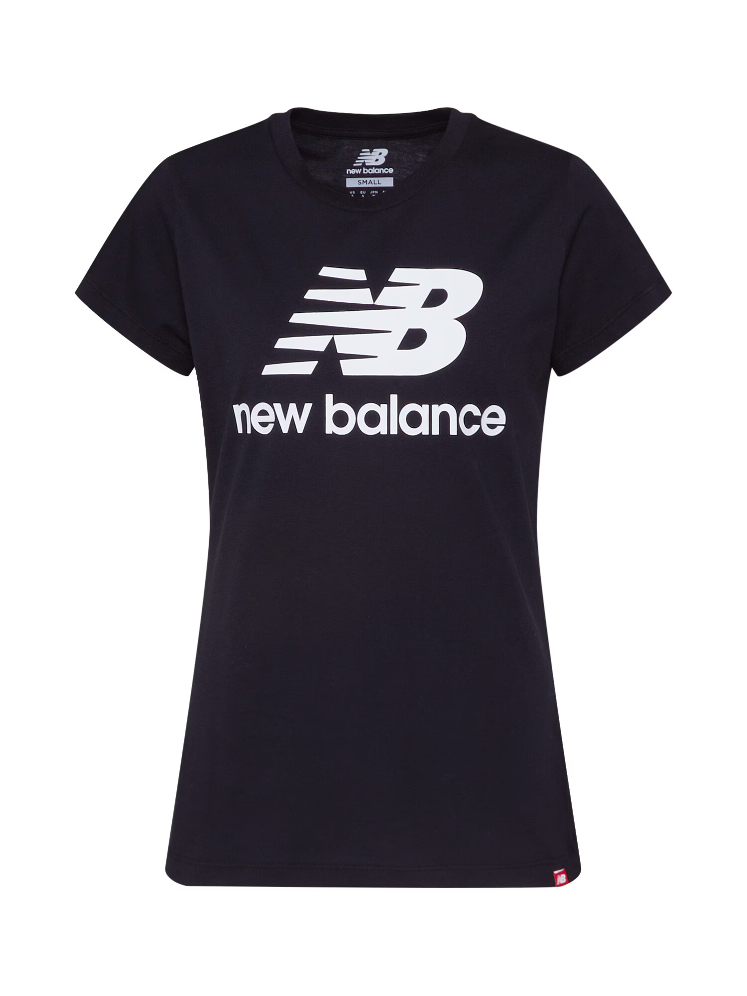 new balance Μπλουζάκι 'Essentials Stacked Logo' μαύρο / λευκό - Pepit.gr