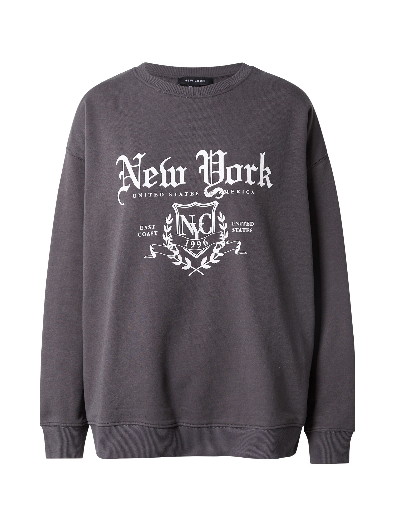 NEW LOOK Μπλούζα φούτερ 'NEW YORK' σκούρο γκρι / λευκό - Pepit.gr