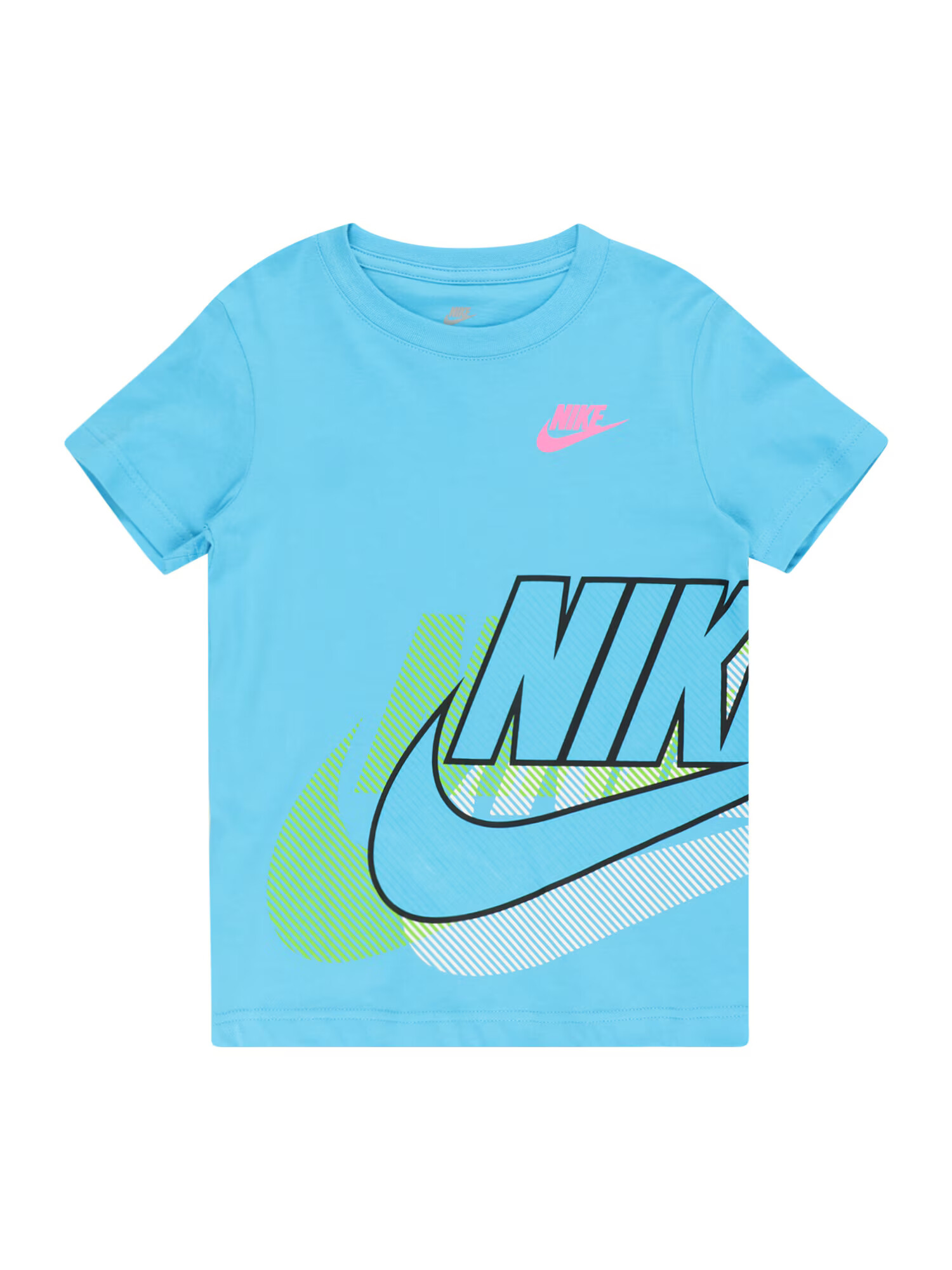 Nike Sportswear Μπλουζάκι 'FUTURA SIDEWINDER' μπλε ουρανού / ανοικτό πράσινο / ανοικτό ροζ / μαύρο - Pepit.gr