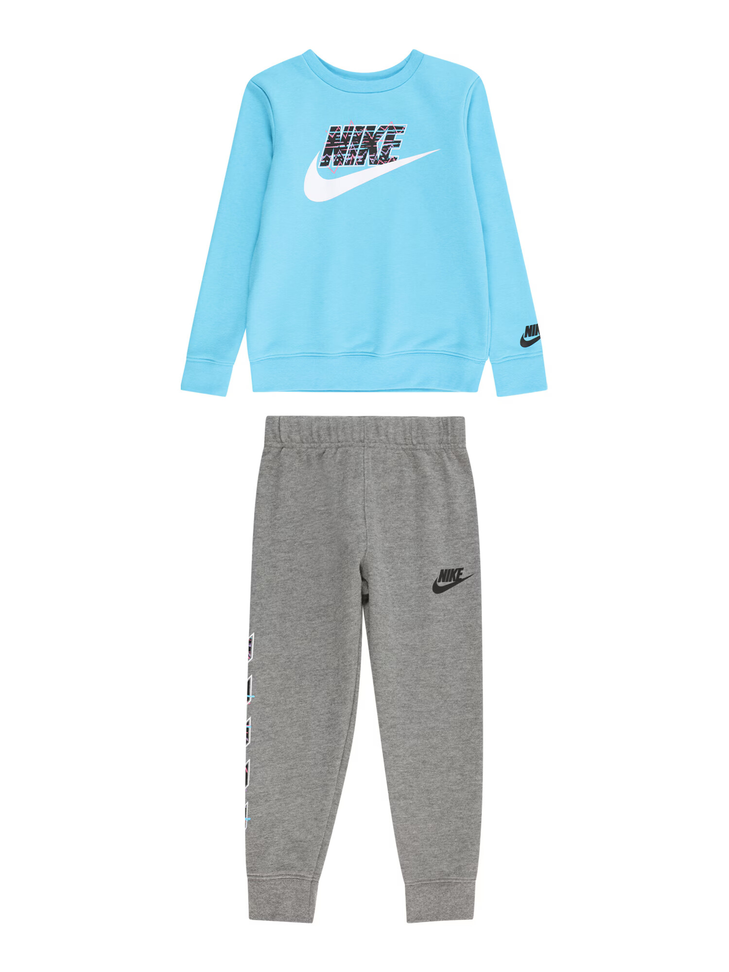 Nike Sportswear Φόρμα τρεξίματος γαλάζιο / γκρι μελανζέ / μαύρο / λευκό - Pepit.gr