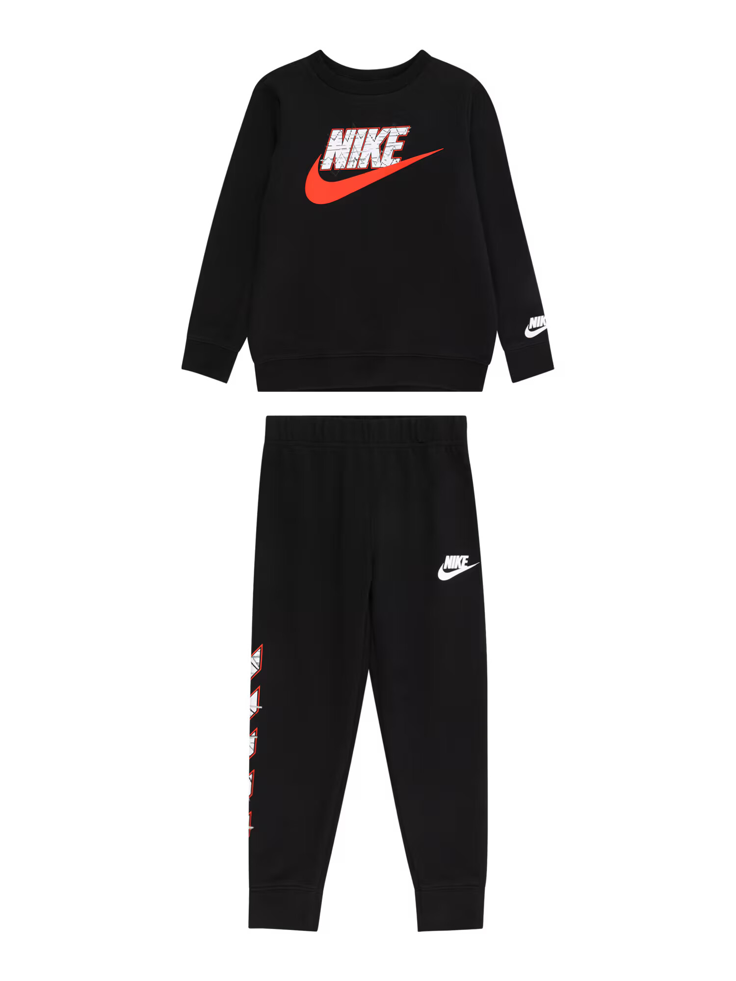 Nike Sportswear Φόρμα τρεξίματος γκρι / κόκκινο φωτιάς / μαύρο / λευκό - Pepit.gr