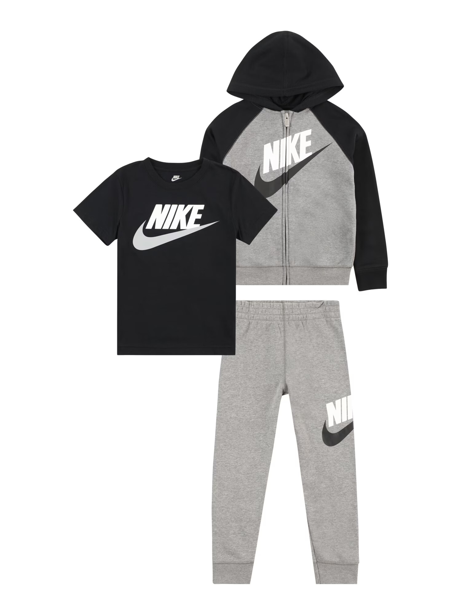 Nike Sportswear Σετ γκρι μελανζέ / μαύρο / λευκό - Pepit.gr