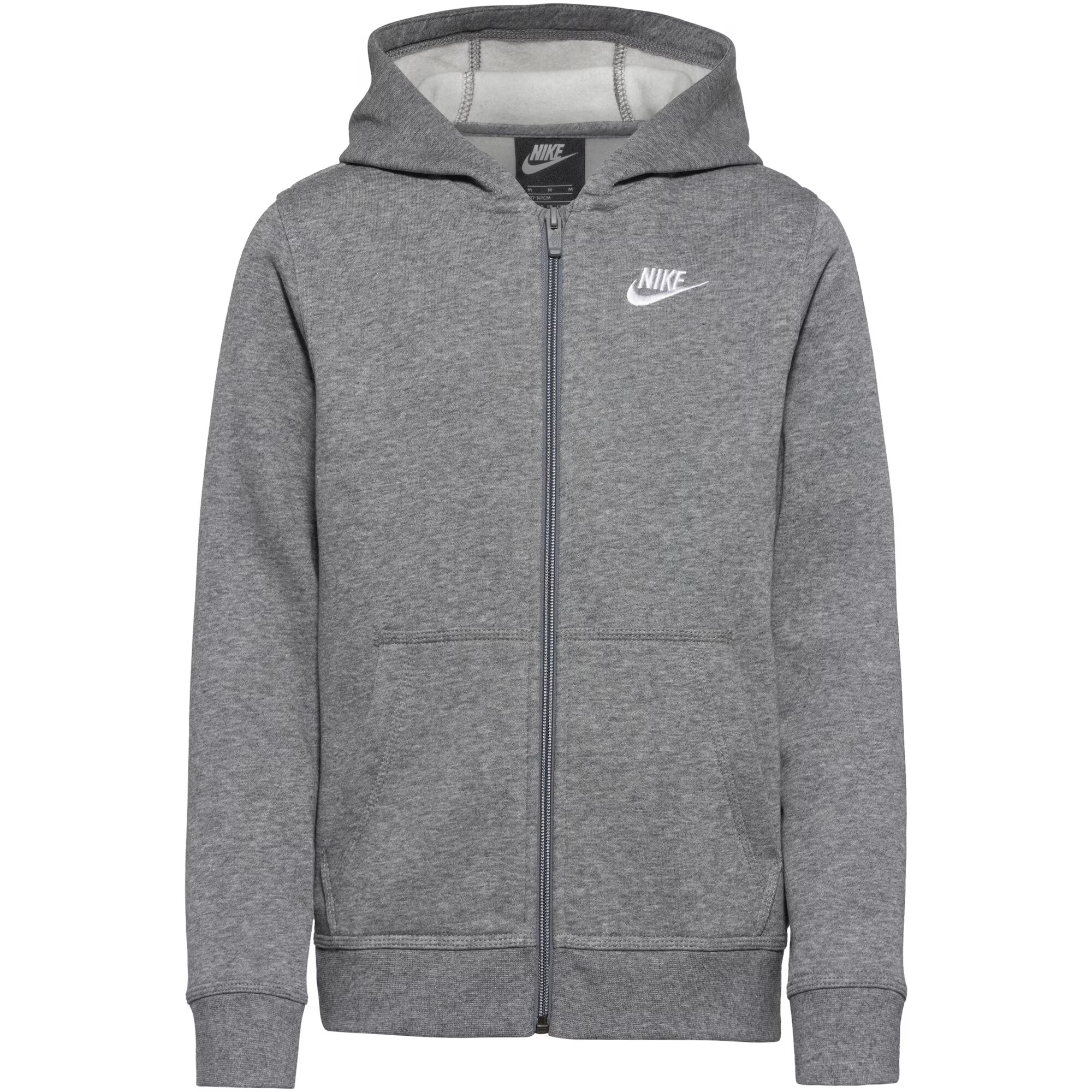 Nike Sportswear Ζακέτα φούτερ γκρι μελανζέ / λευκό - Pepit.gr