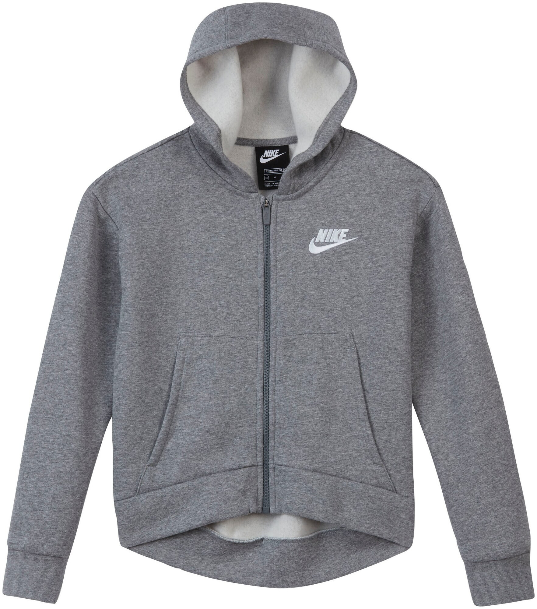 Nike Sportswear Ζακέτα φούτερ γκρι μελανζέ / λευκό - Pepit.gr