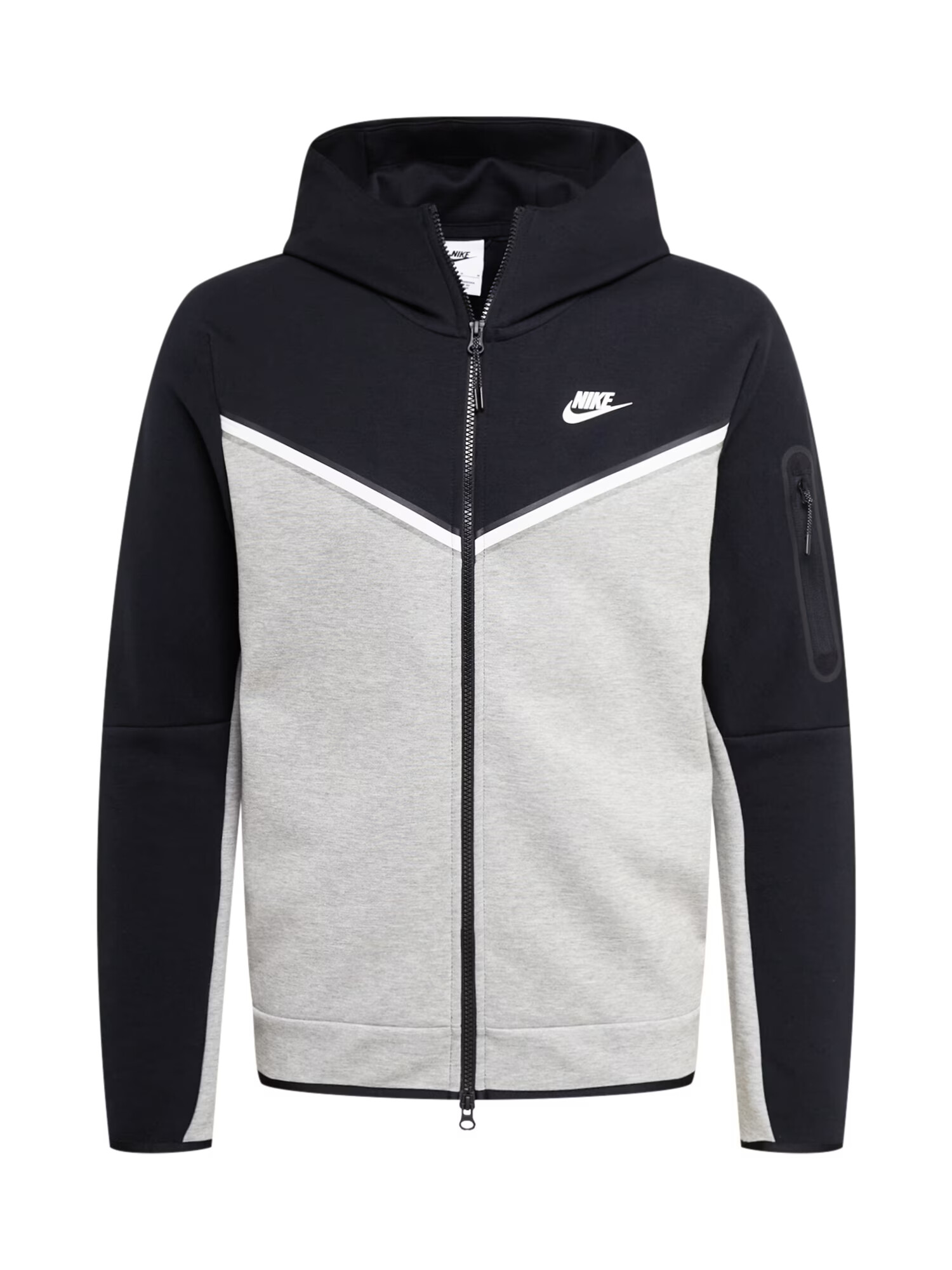 Nike Sportswear Ζακέτα φούτερ γκρι μελανζέ / μαύρο / λευκό - Pepit.gr