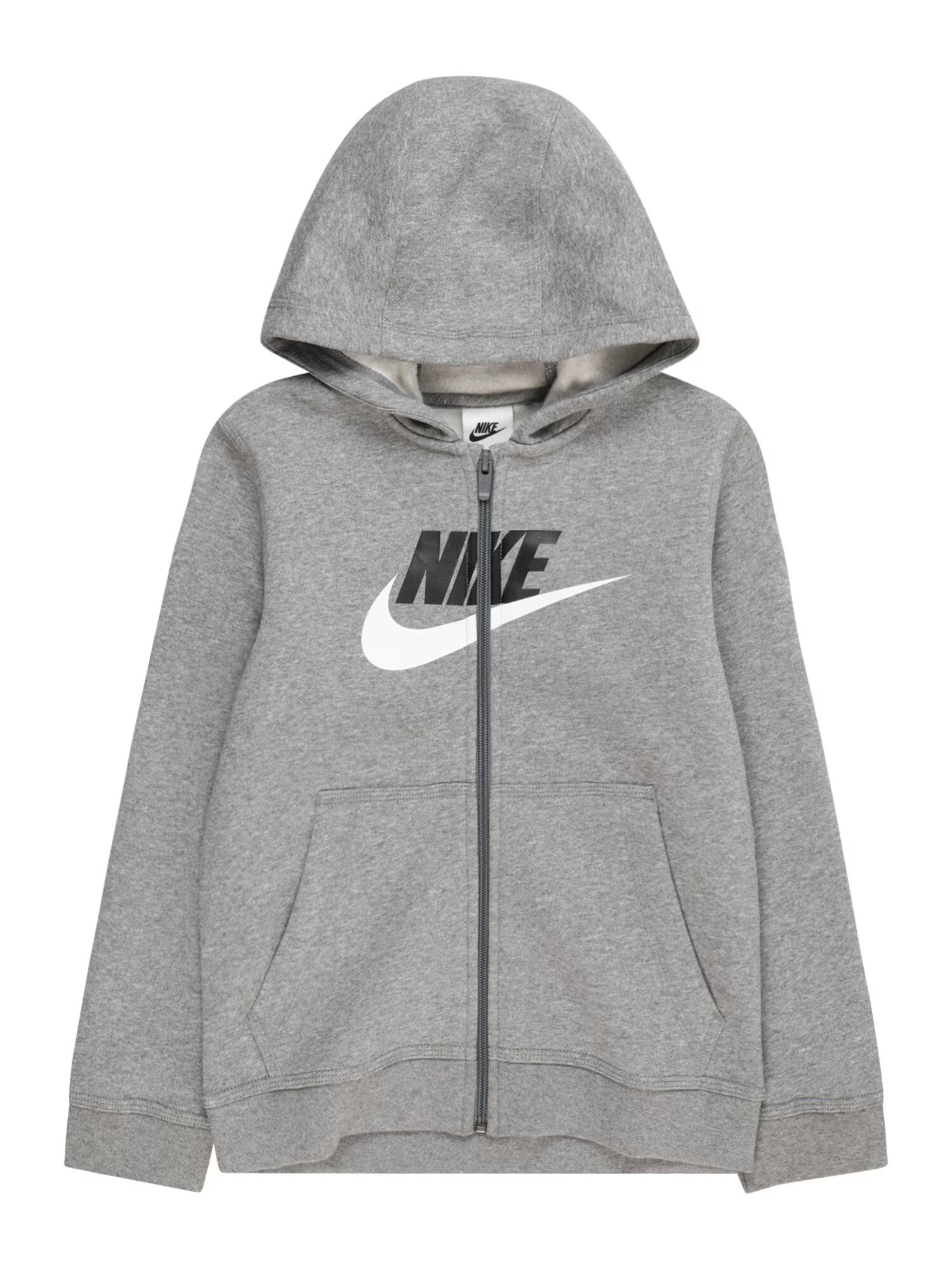 Nike Sportswear Ζακέτα φούτερ γκρι μελανζέ / μαύρο / λευκό - Pepit.gr