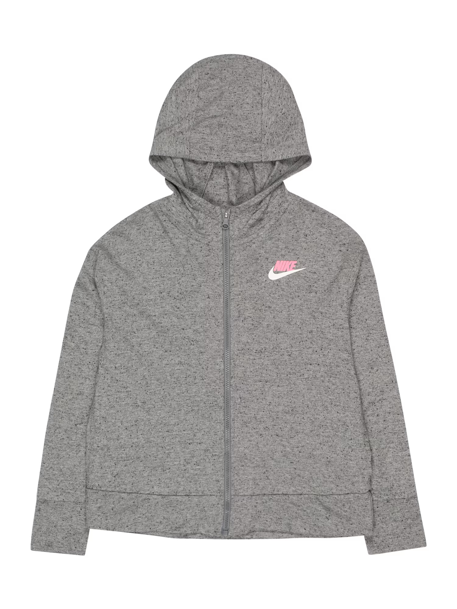 Nike Sportswear Ζακέτα φούτερ γκρι μελανζέ / ρόδινο / λευκό - Pepit.gr