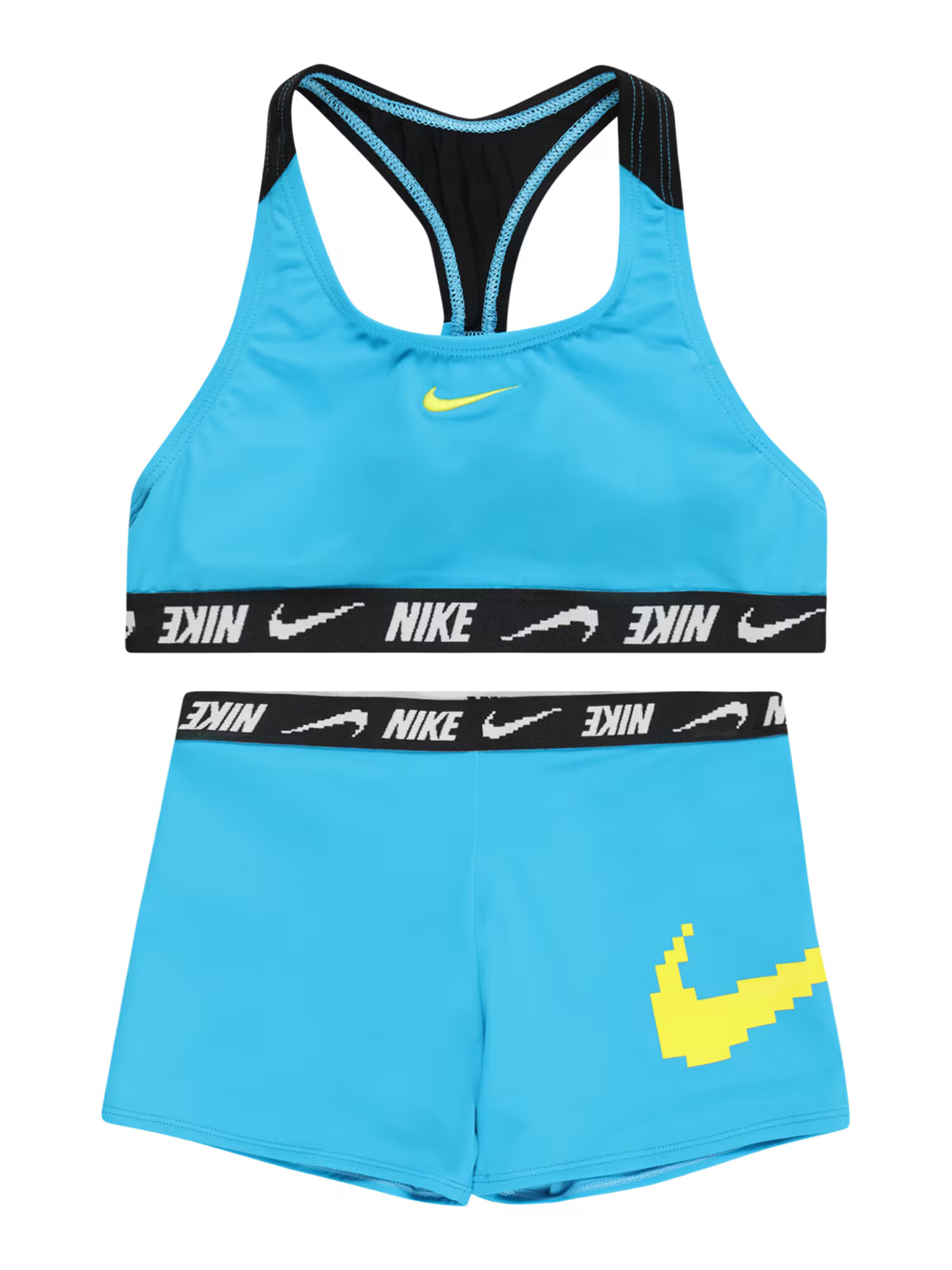 Nike Swim Αθλητικό μαγιό γαλάζιο / ανοικτό πράσινο / μαύρο / offwhite - Pepit.gr