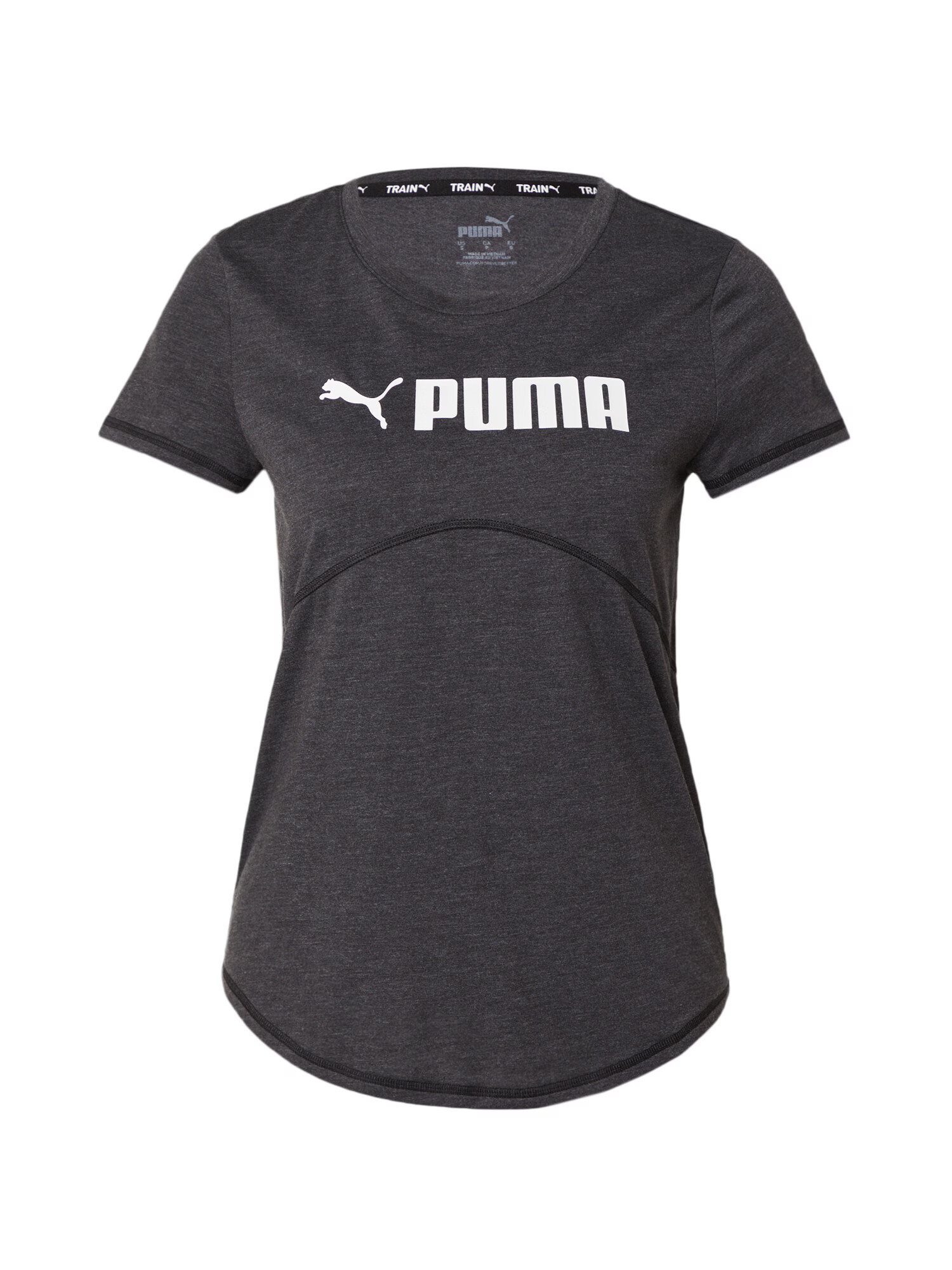 PUMA Λειτουργικό μπλουζάκι 'Fit Heather Tee' μαύρο μελανζέ / λευκό - Pepit.gr