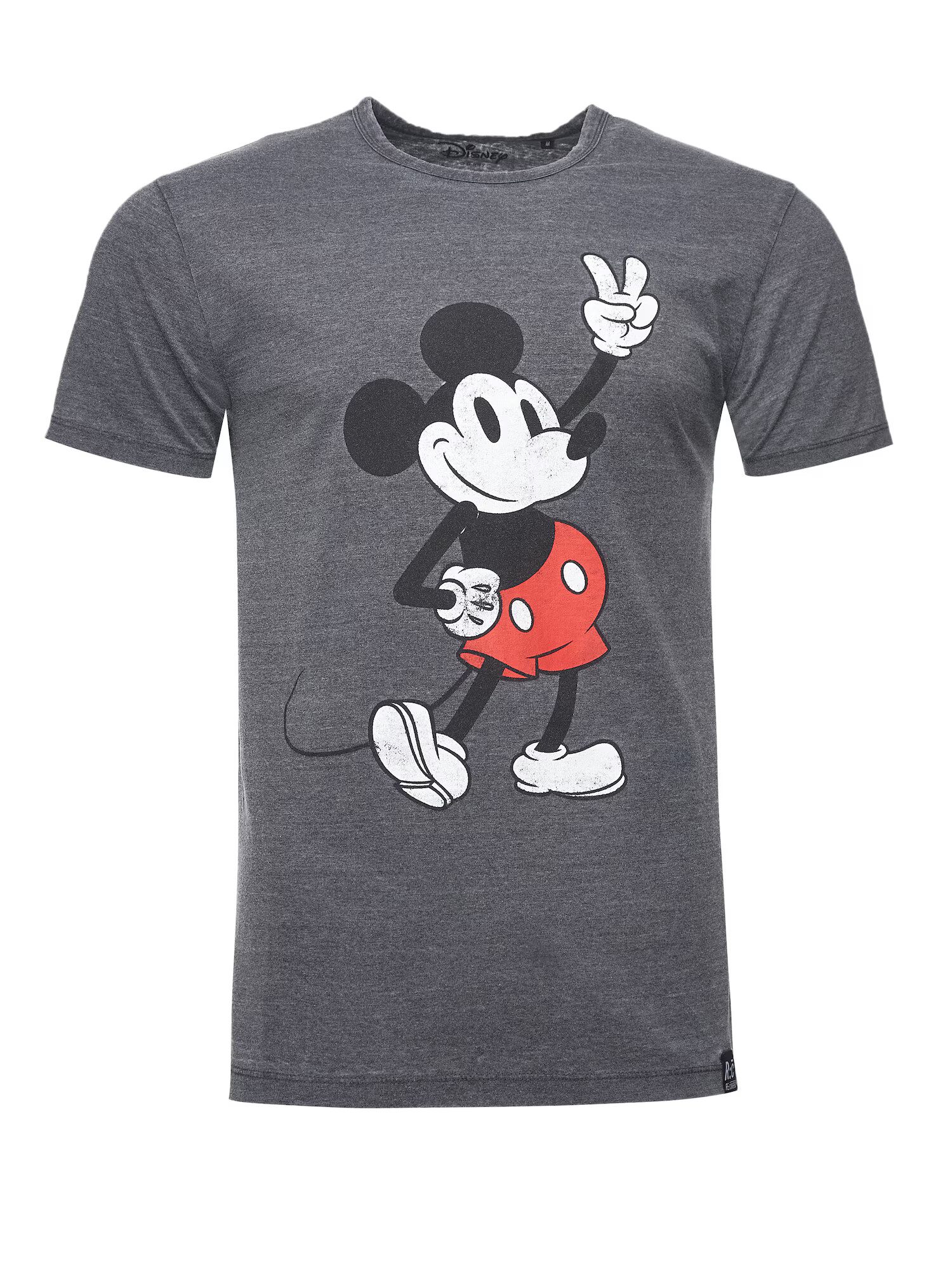 Recovered Μπλουζάκι 'Disney Mickey Peace Pose' σκούρο γκρι / κόκκινο / μαύρο / λευκό - Pepit.gr