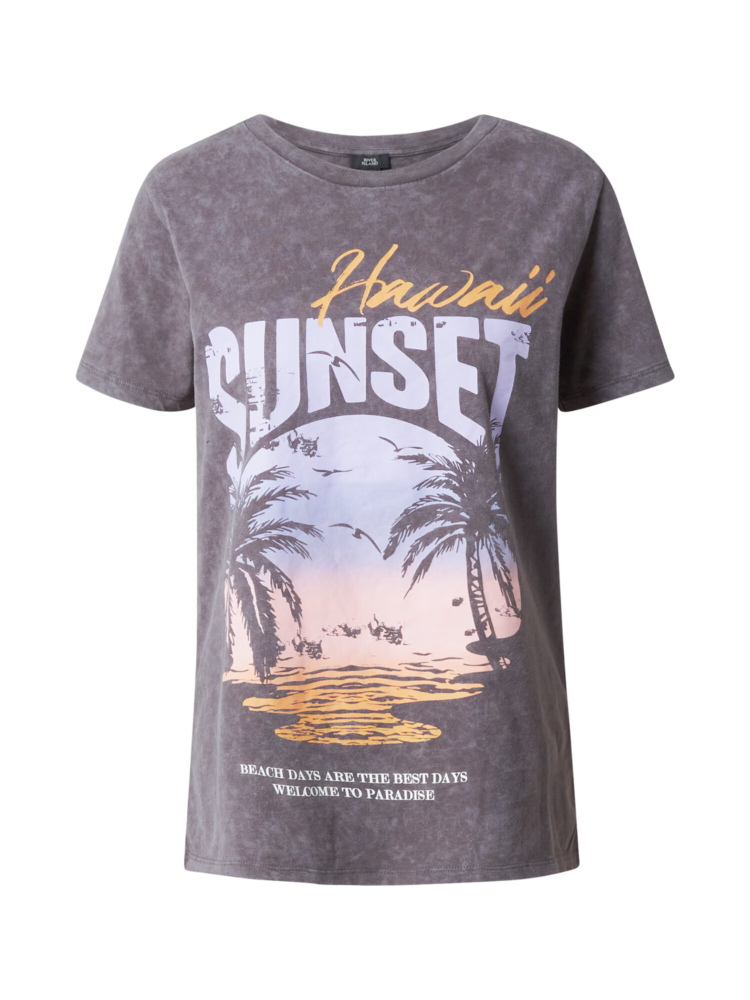 River Island Μπλουζάκι 'HAWAII SUNSET' σκούρο γκρι / ανάμεικτα χρώματα - Pepit.gr