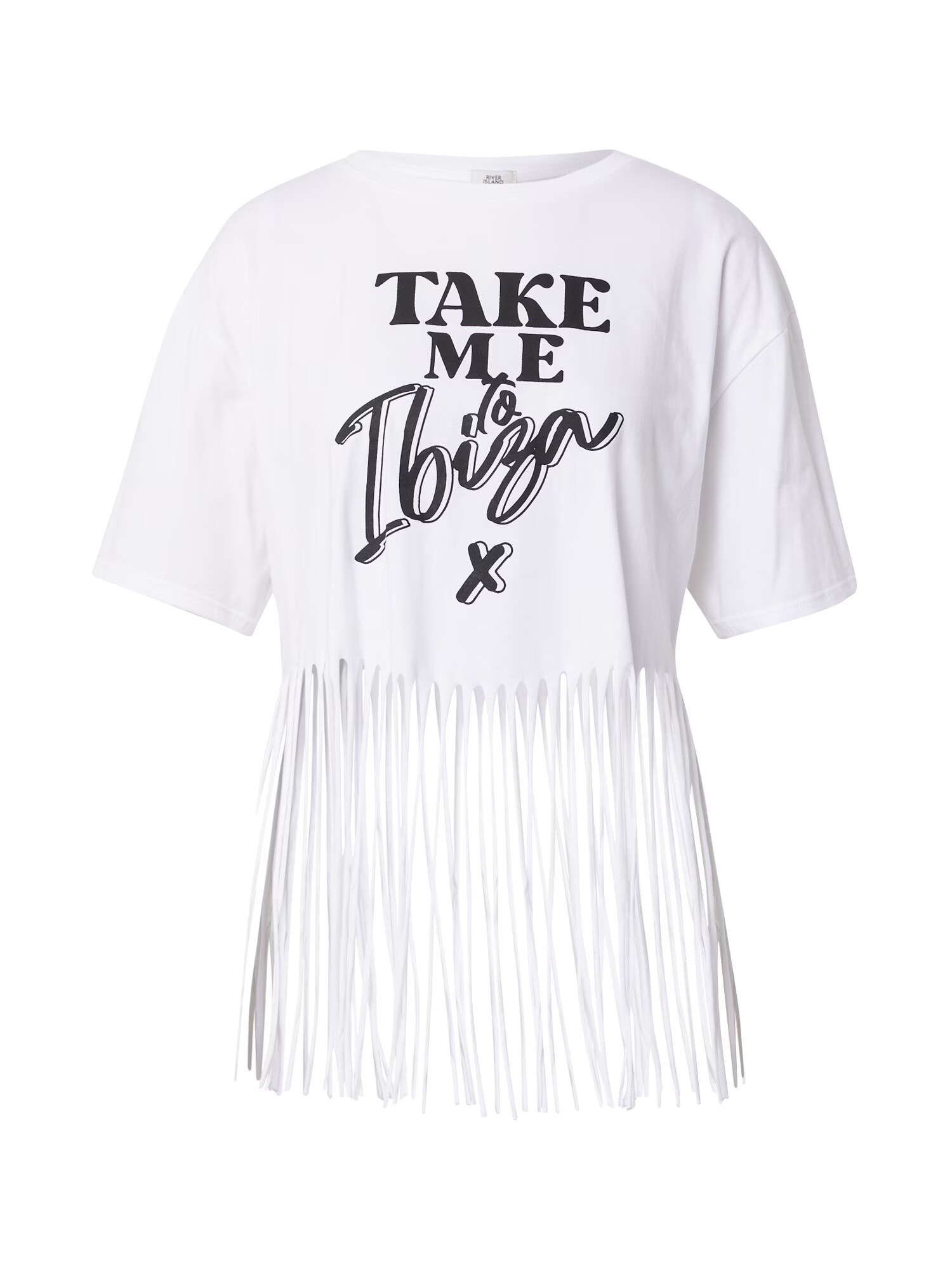 River Island Μπλουζάκι 'TAKE ME TO IBIZA' μαύρο / λευκό - Pepit.gr