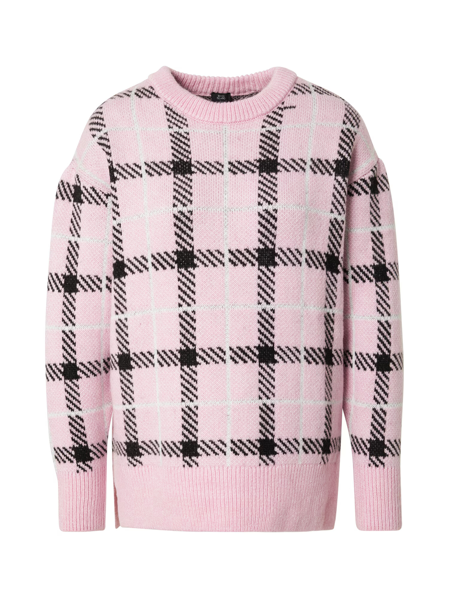 River Island Πουλόβερ 'ARGYLE' ροζ / μαύρο / offwhite - Pepit.gr