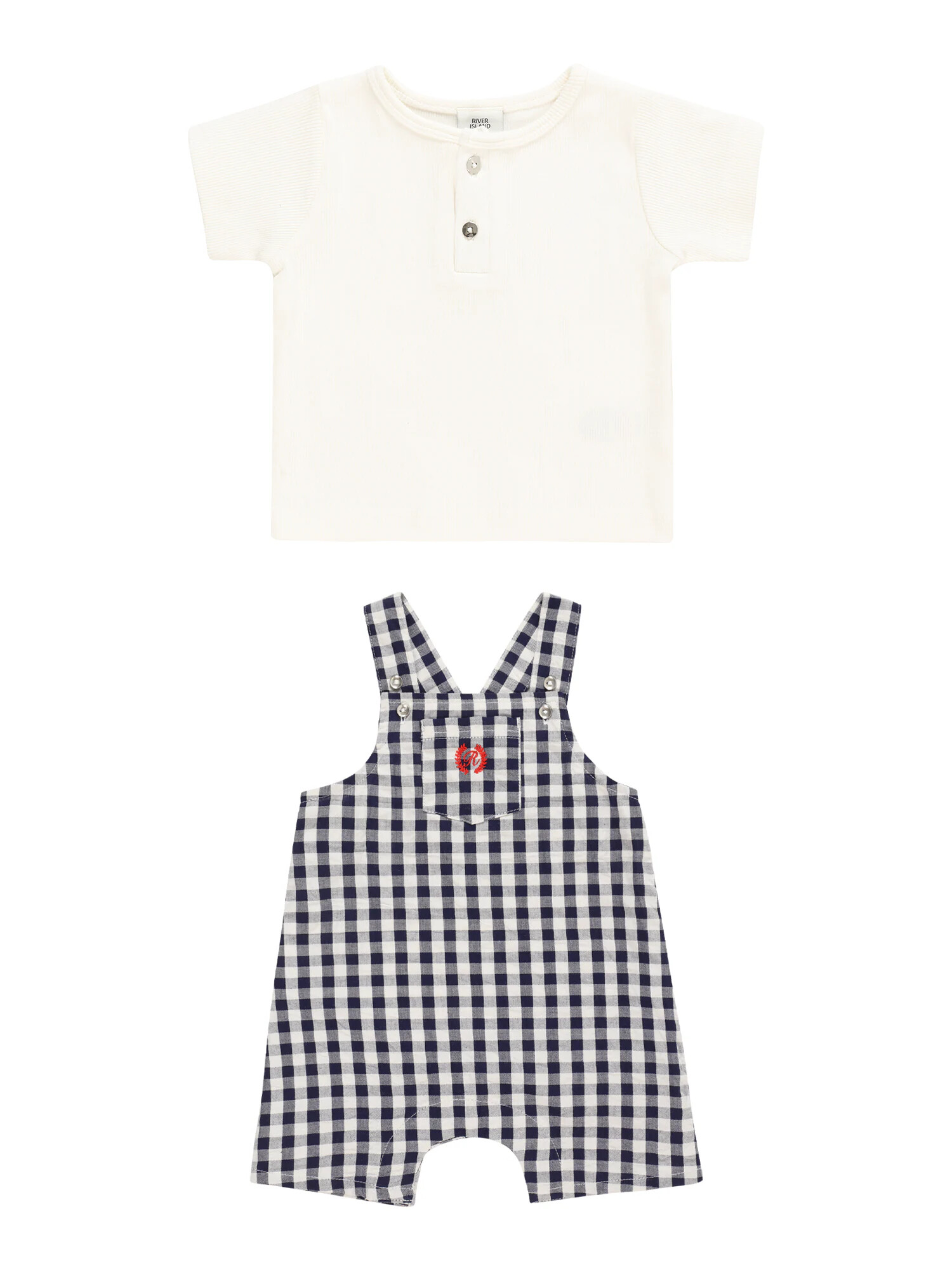 River Island Σετ 'GINGHAM DUNGAREE' ναυτικό μπλε / κόκκινο / λευκό - Pepit.gr