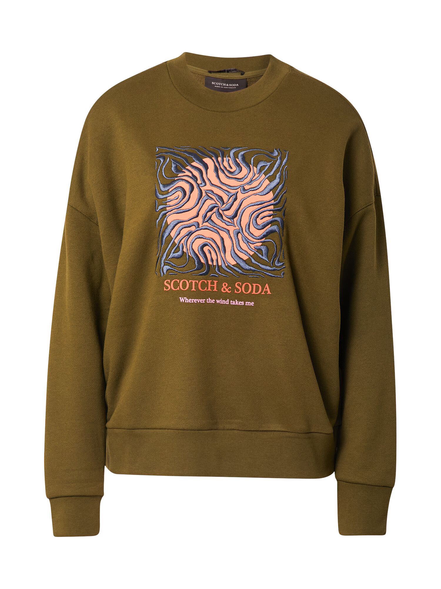 SCOTCH & SODA Μπλούζα φούτερ μπλε περιστεριού / λαδί / ροδακινί - Pepit.gr