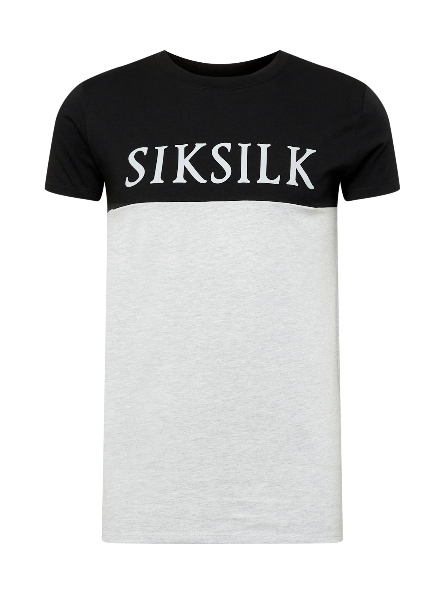 SikSilk Μπλουζάκι γκρι μελανζέ / μαύρο / λευκό - Pepit.gr