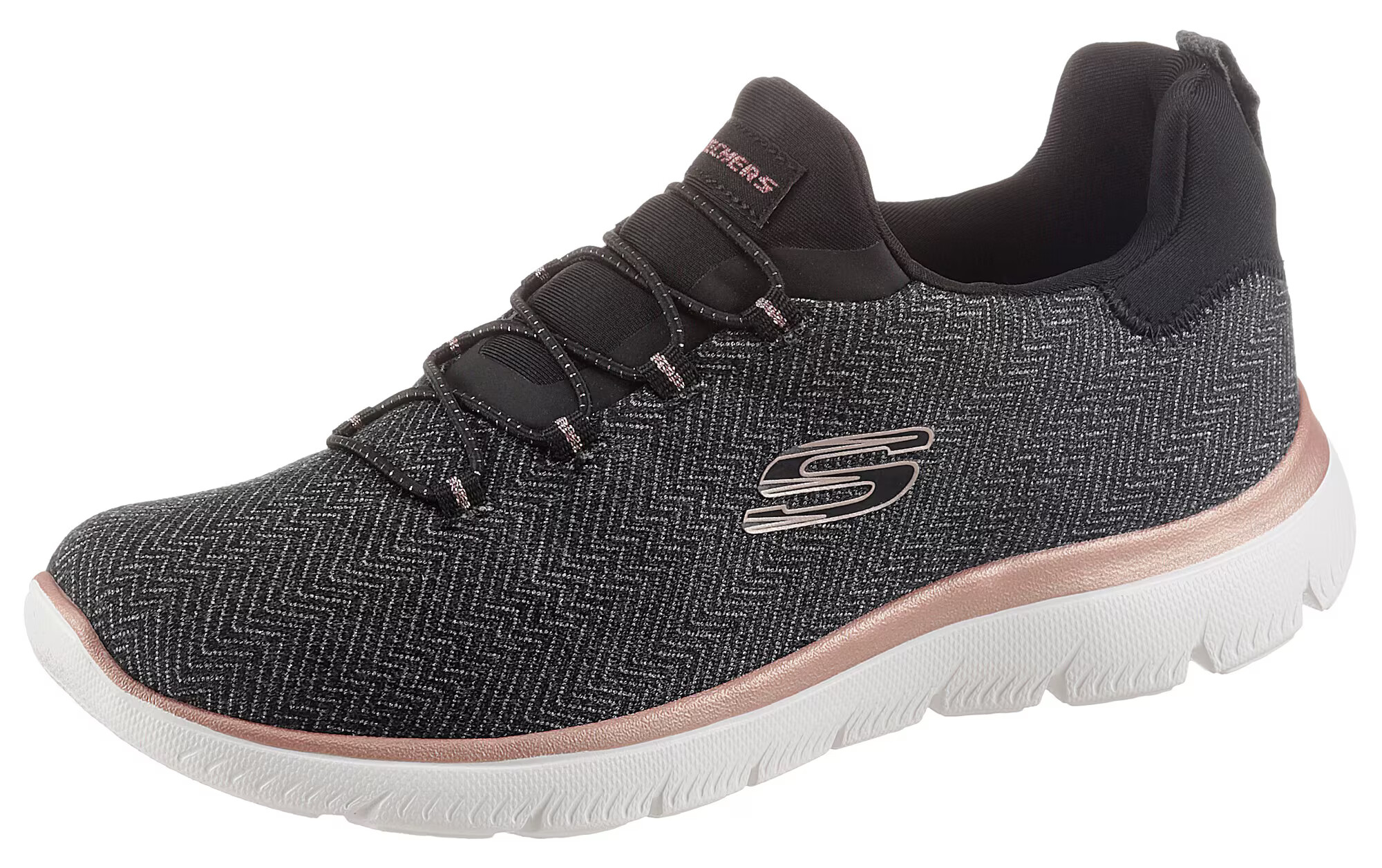 SKECHERS Σνίκερ χαμηλό ρόδινο / μαύρο μελανζέ / λευκό - Pepit.gr