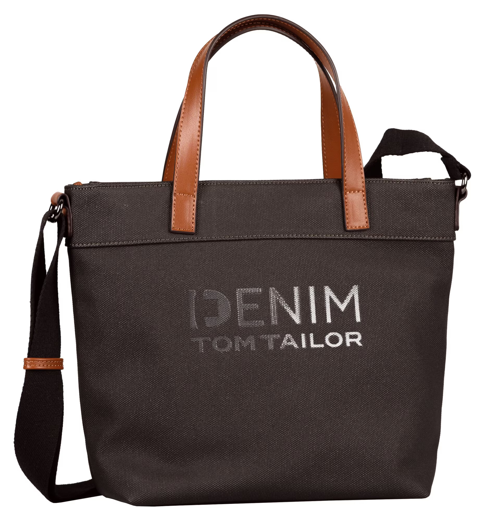 TOM TAILOR DENIM Μεγάλη τσάντα καφέ / σκούρο γκρι - Pepit.gr