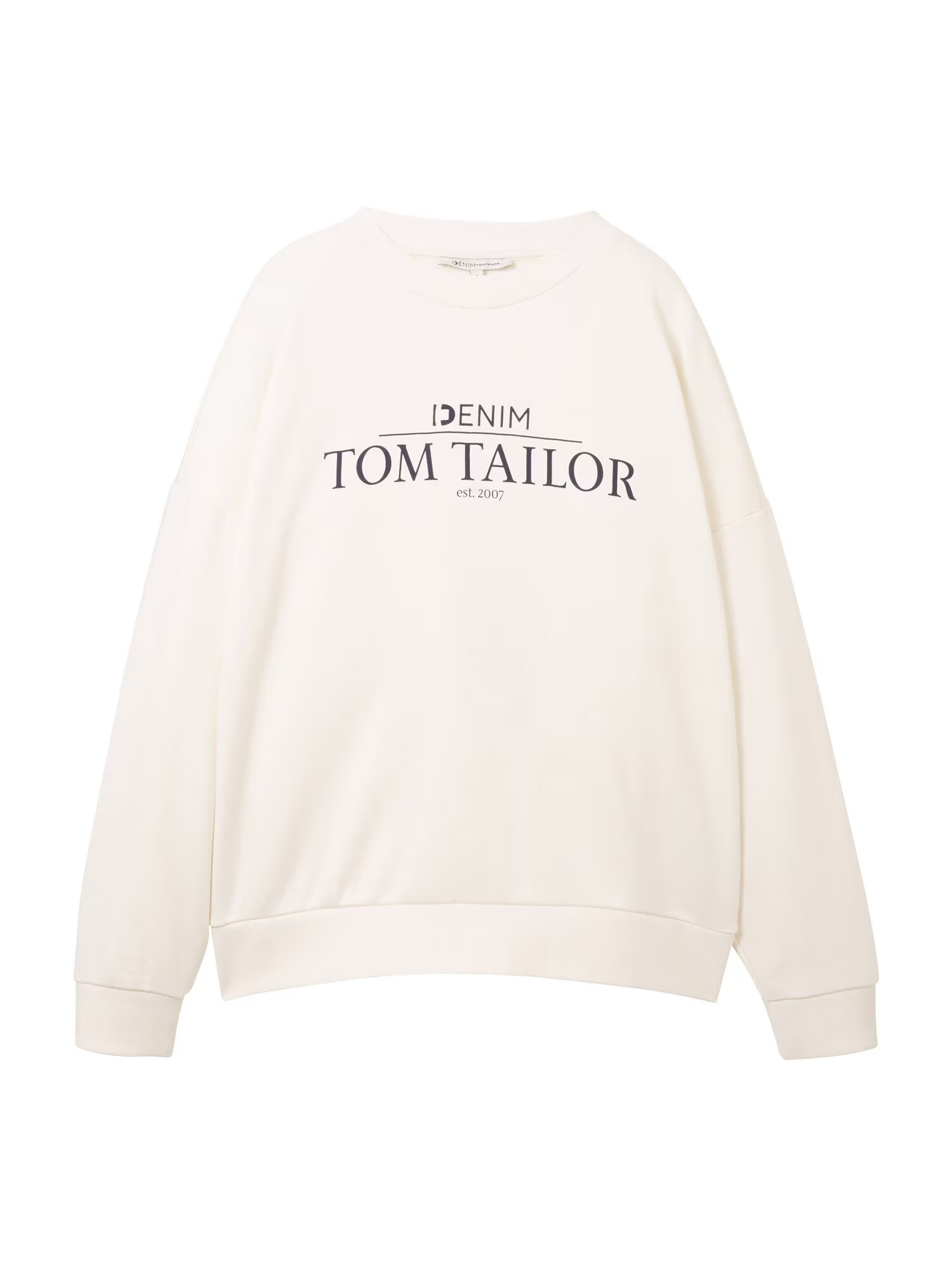 TOM TAILOR DENIM Μπλούζα φούτερ μαύρο / offwhite - Pepit.gr