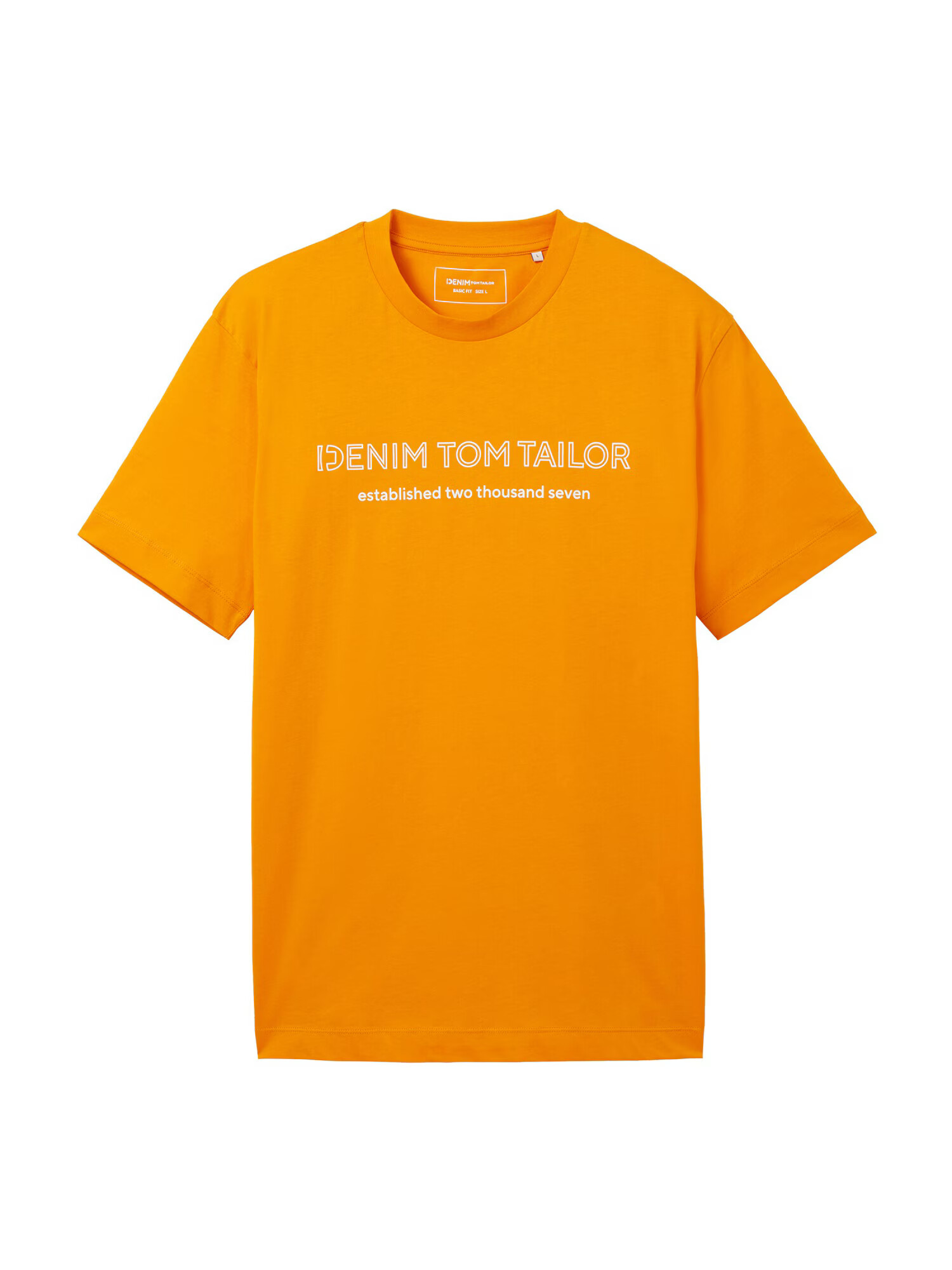 TOM TAILOR DENIM Μπλουζάκι ανοικτό πορτοκαλί / λευκό - Pepit.gr