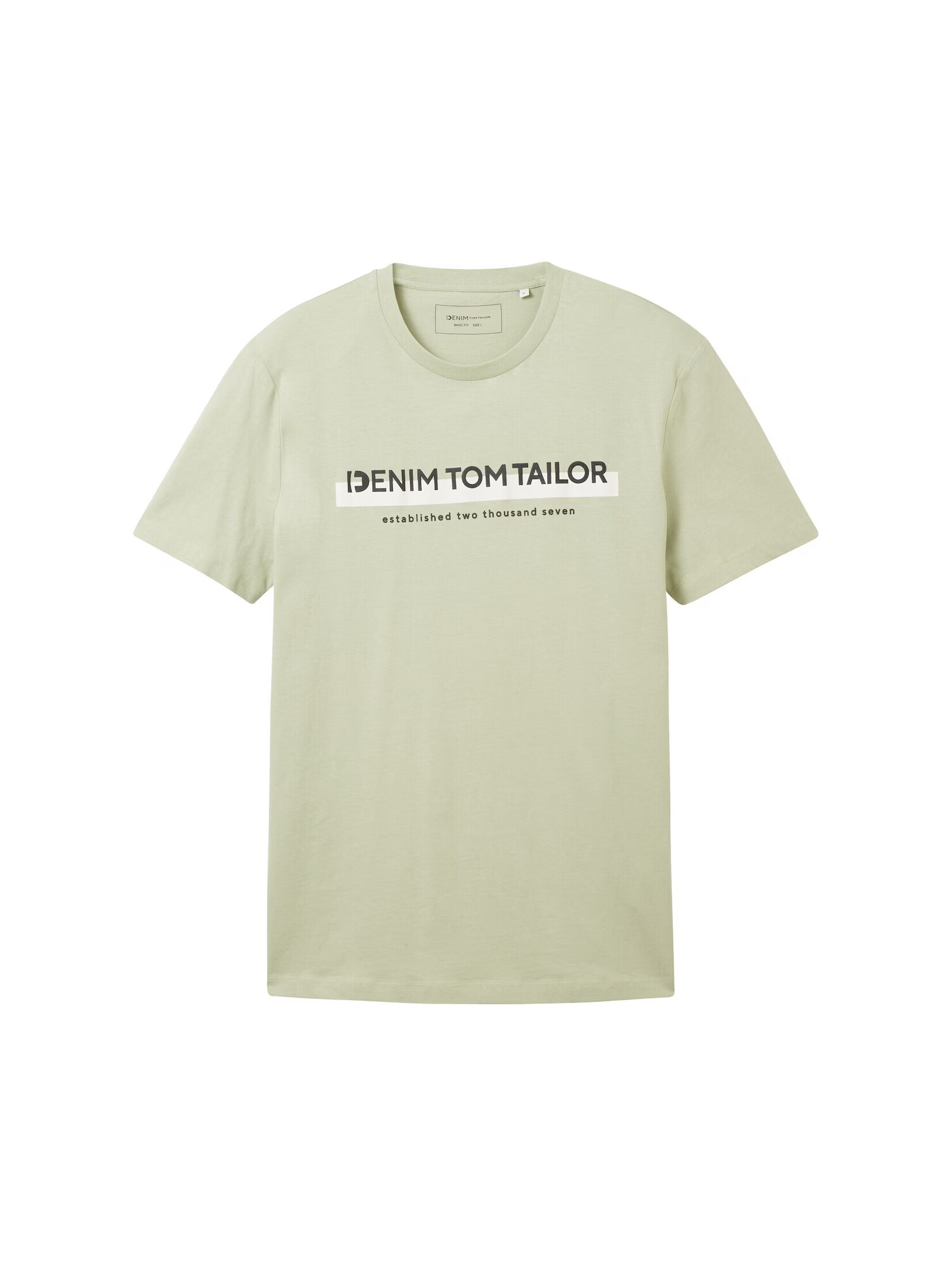 TOM TAILOR DENIM Μπλουζάκι ανοικτό πράσινο / μαύρο / λευκό - Pepit.gr