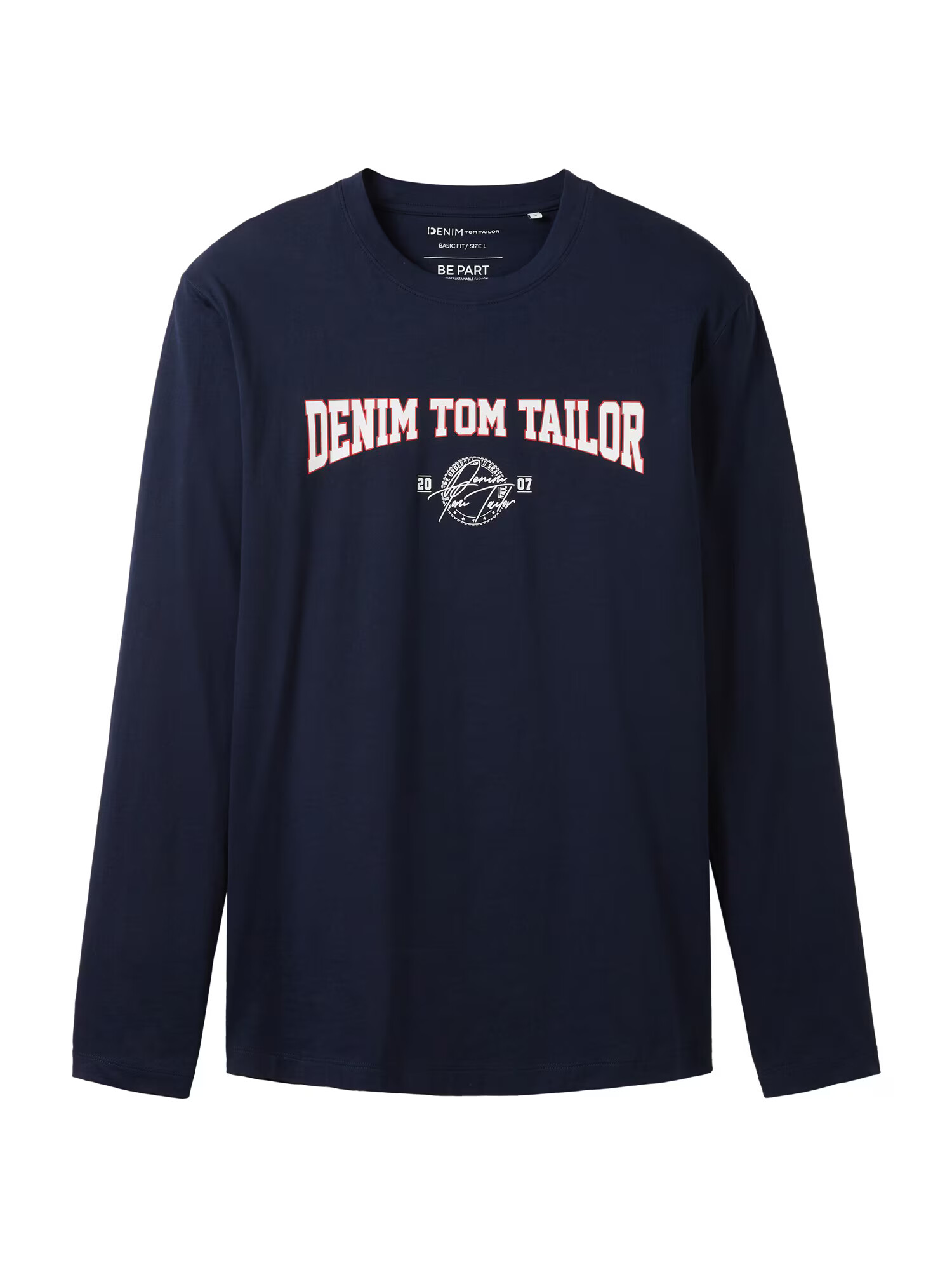 TOM TAILOR DENIM Μπλουζάκι ναυτικό μπλε / πορτοκαλοκόκκινο / λευκό - Pepit.gr