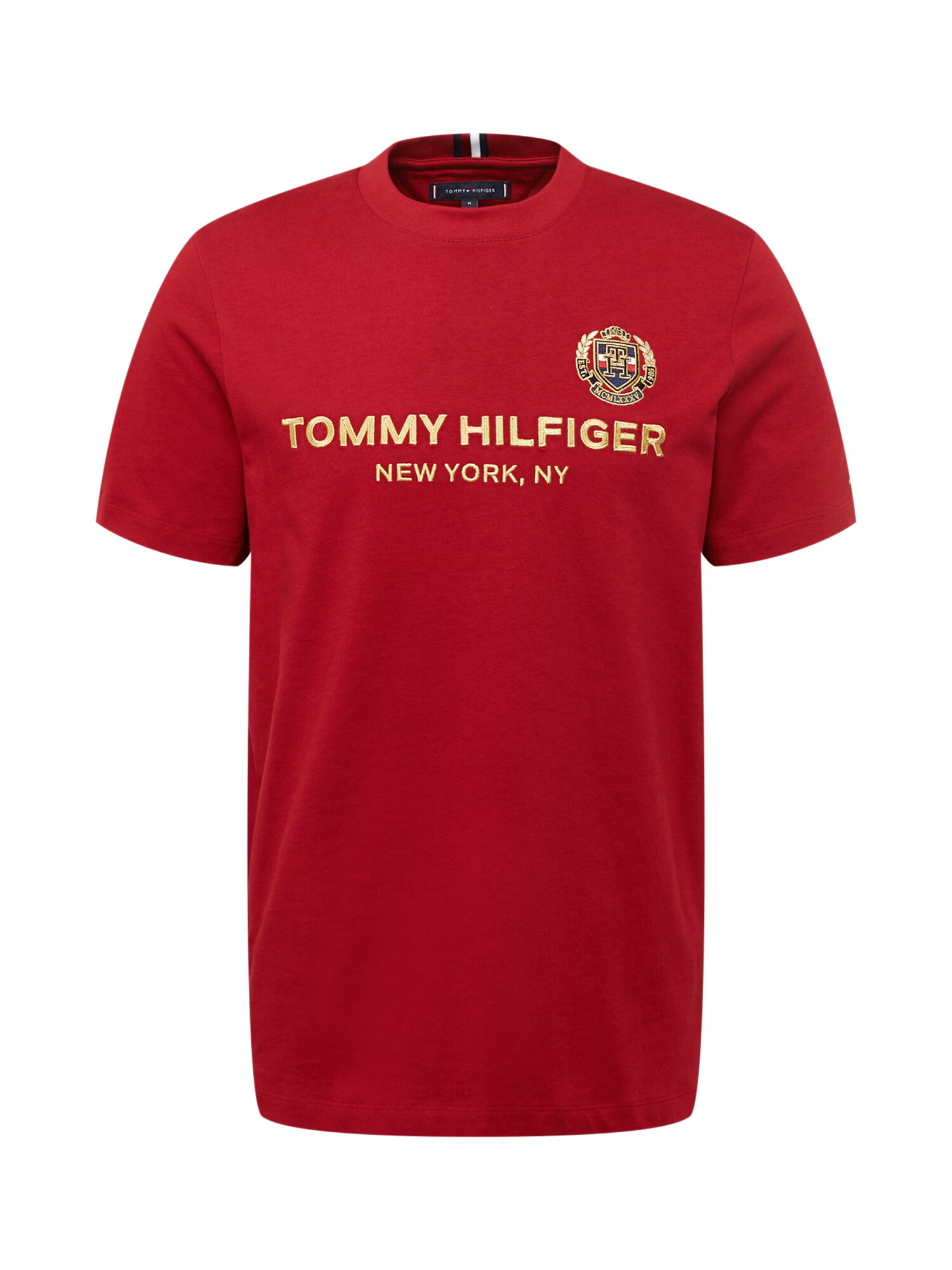 TOMMY HILFIGER Μπλουζάκι 'Crest' σκούρο μπλε / ανοικτό κίτρινο / χρυσό / σκούρο κόκκινο - Pepit.gr