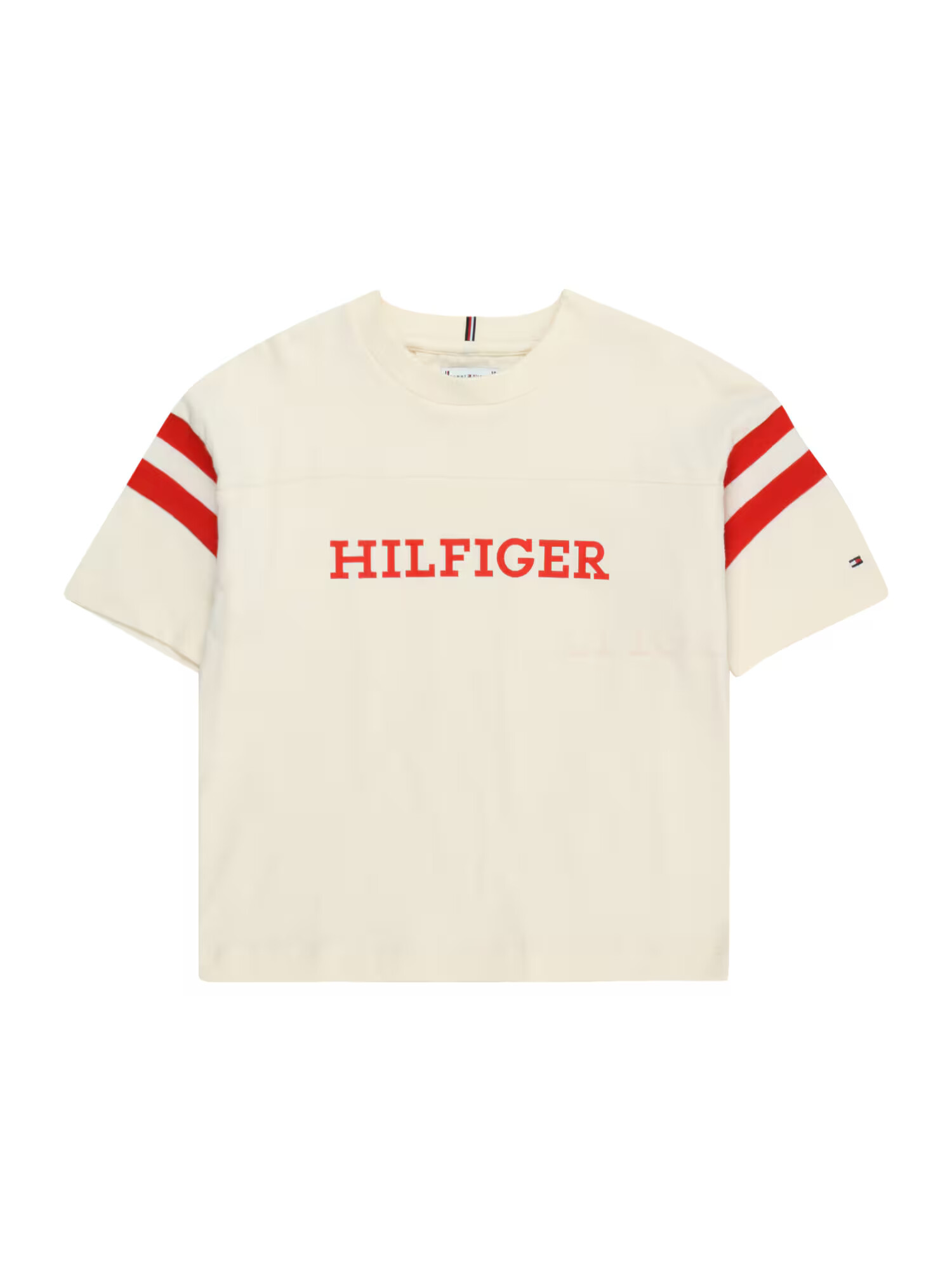 TOMMY HILFIGER Μπλουζάκι 'Monotype Varsity' μπεζ / κόκκινο - Pepit.gr