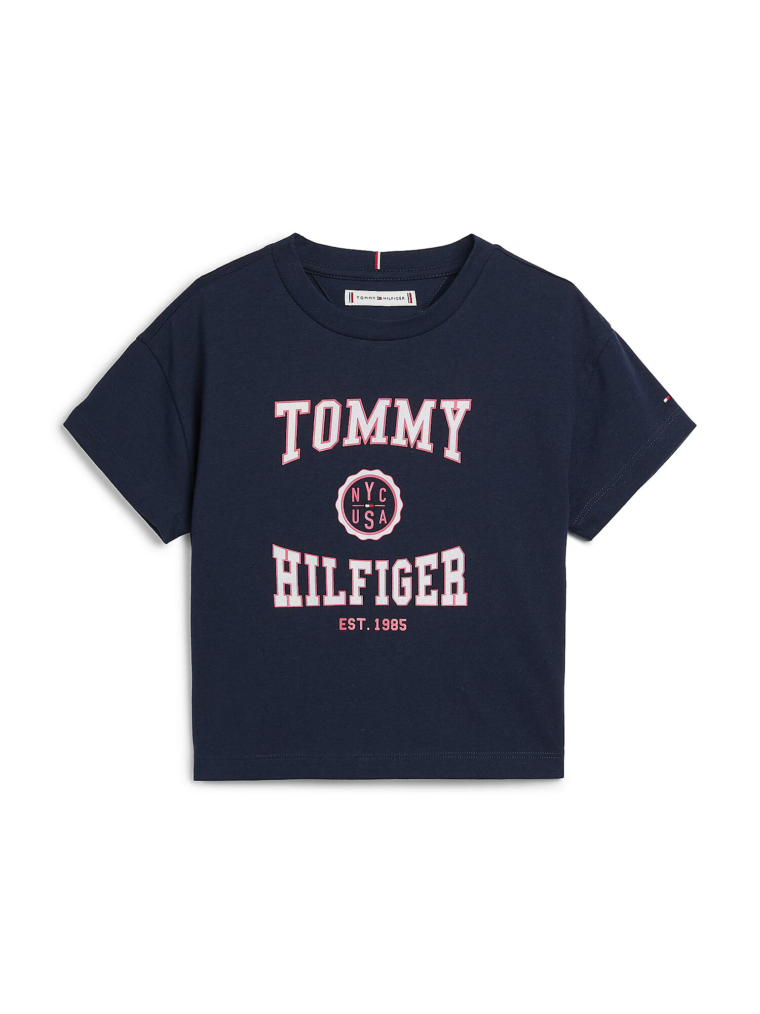 TOMMY HILFIGER Μπλουζάκι 'Varsity' ναυτικό μπλε / ροζ παστέλ / κόκκινο - Pepit.gr