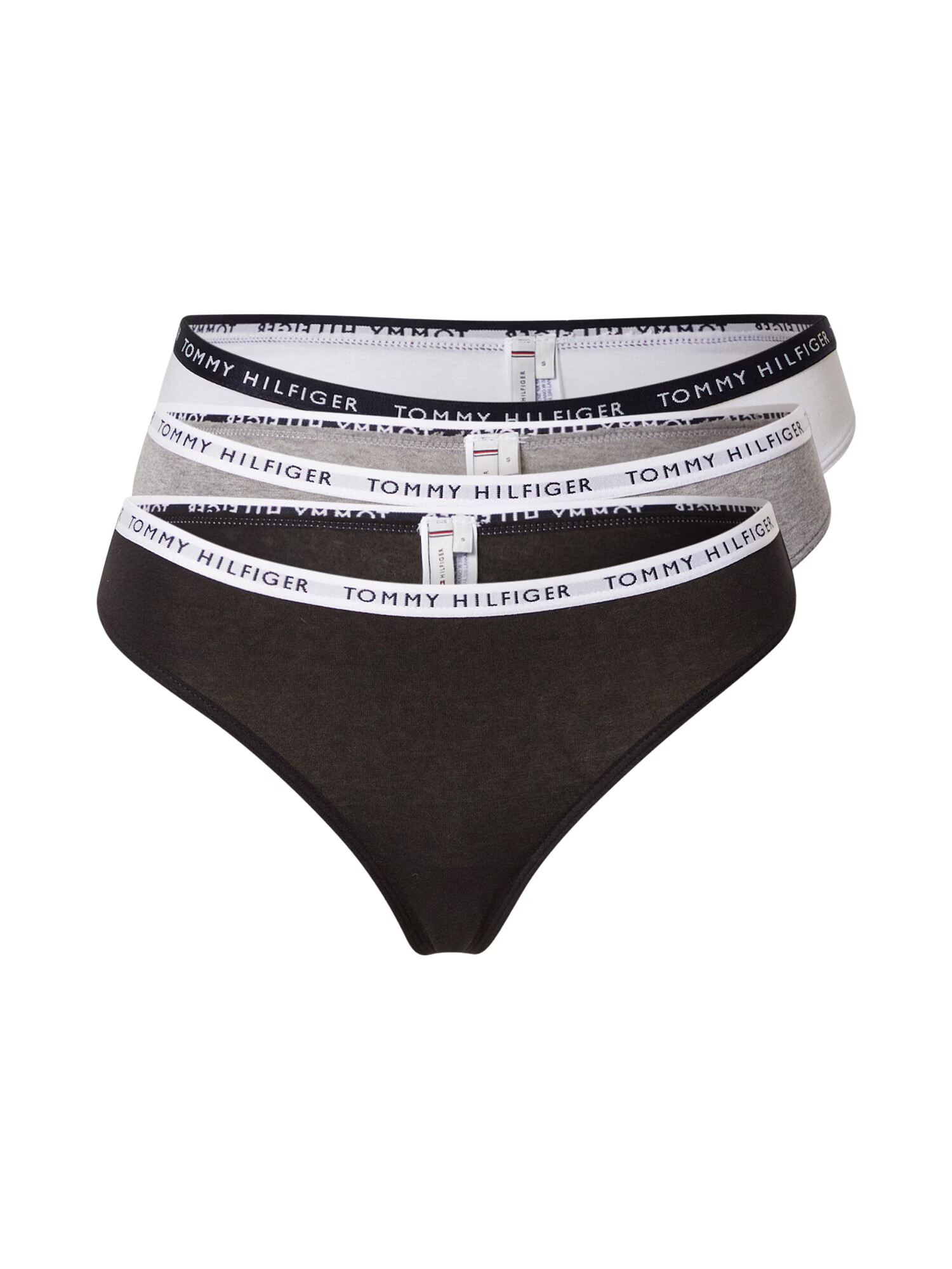 Tommy Hilfiger Underwear Στρινγκ γκρι μελανζέ / μαύρο / λευκό - Pepit.gr