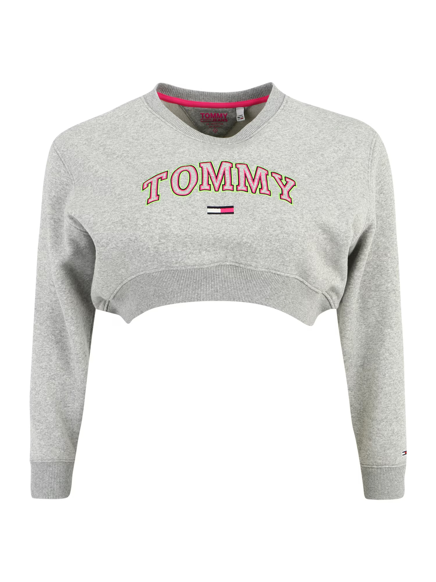 Tommy Jeans Μπλούζα φούτερ κίτρινο νέον / γκρι μελανζέ / φούξια / λευκό - Pepit.gr