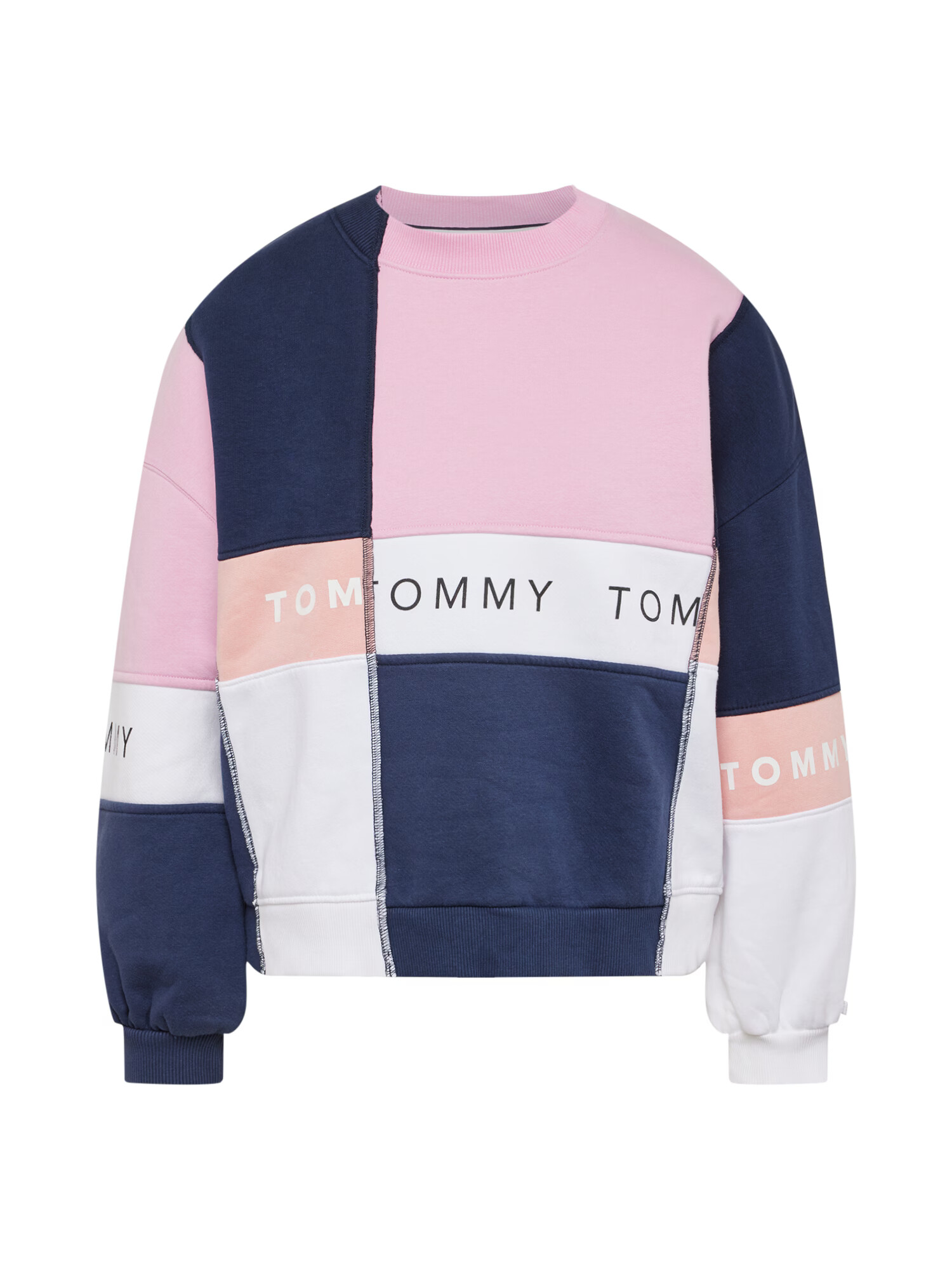 Tommy Jeans Μπλούζα φούτερ ναυτικό μπλε / σομόν / ροζ / λευκό - Pepit.gr