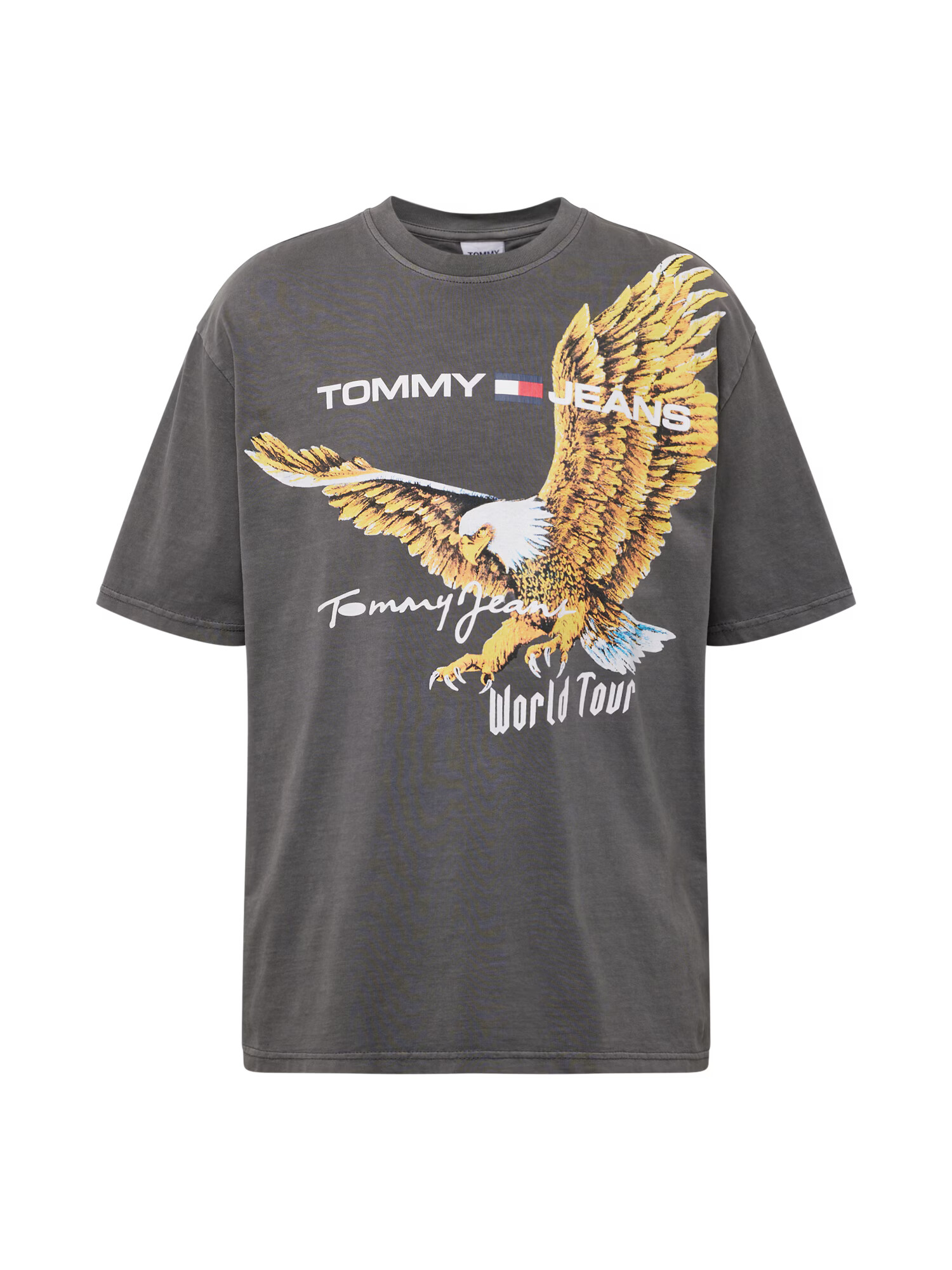 Tommy Jeans Μπλουζάκι 'EAGLE' χρυσοκίτρινο / ανθρακί / έντονο κόκκινο / offwhite - Pepit.gr