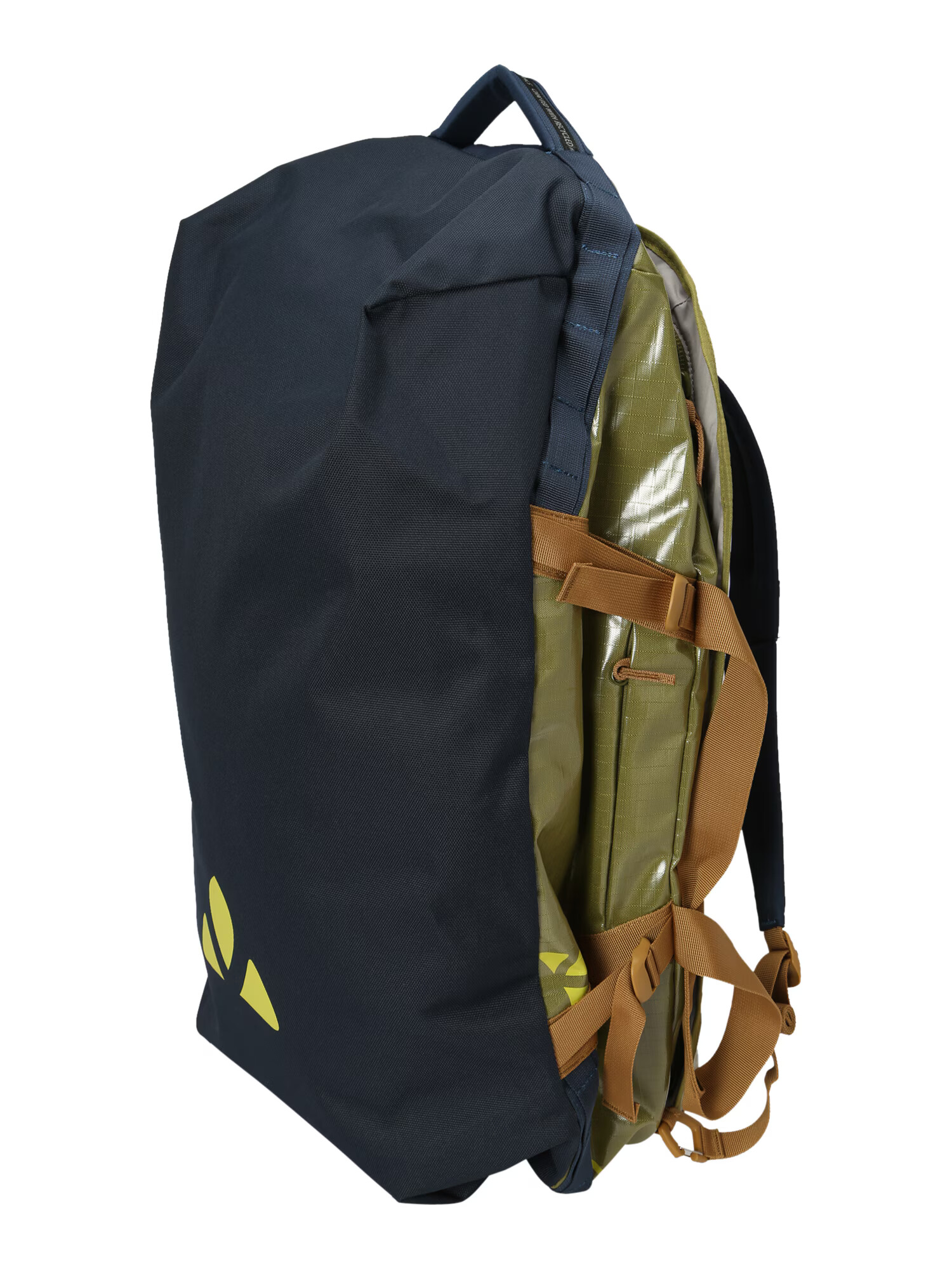 VAUDE Αθλητική τσάντα 'CityDuffel 65' σκούρο μπλε / ανοικτό καφέ / κίτρινο / πράσινο - Pepit.gr