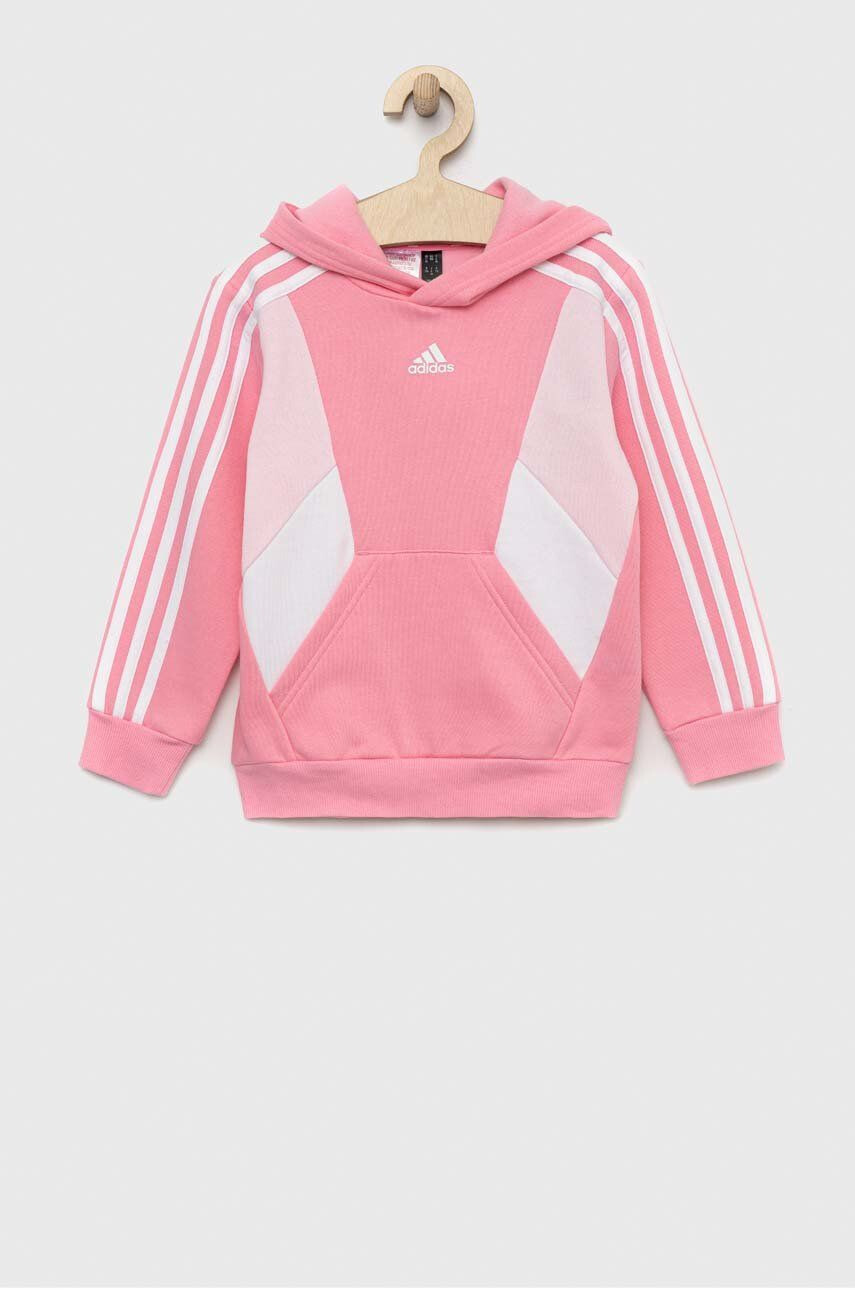 adidas Παιδική μπλούζα LK CB FL HD χρώμα: ροζ με κουκούλα - Pepit.gr