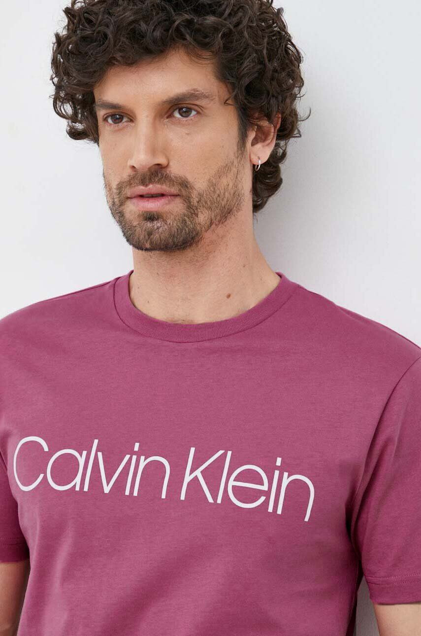 Calvin Klein Βαμβακερό μπλουζάκι χρώμα: μοβ - Pepit.gr