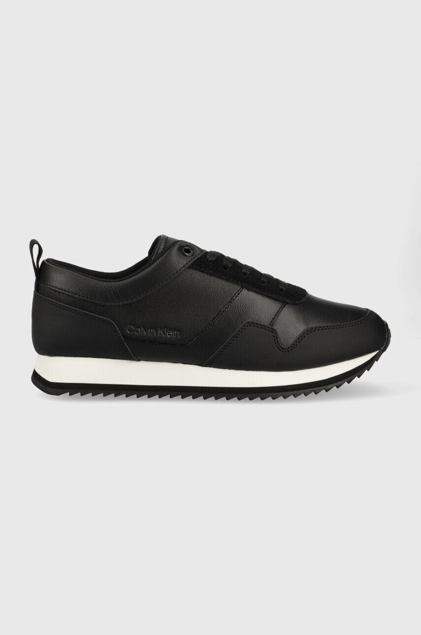 Calvin Klein Δερμάτινα αθλητικά παπούτσια HM0HM00998 LOW TOP LACE UP LTH χρώμα: μαύρο - Pepit.gr