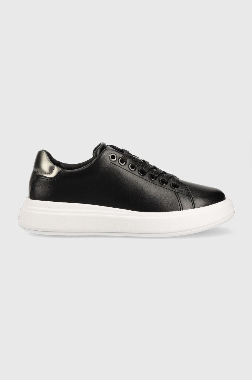 Calvin Klein Δερμάτινα αθλητικά παπούτσια Hw0hw01517 Raised Cupsole Lace Up χρώμα: μαύρο - Pepit.gr